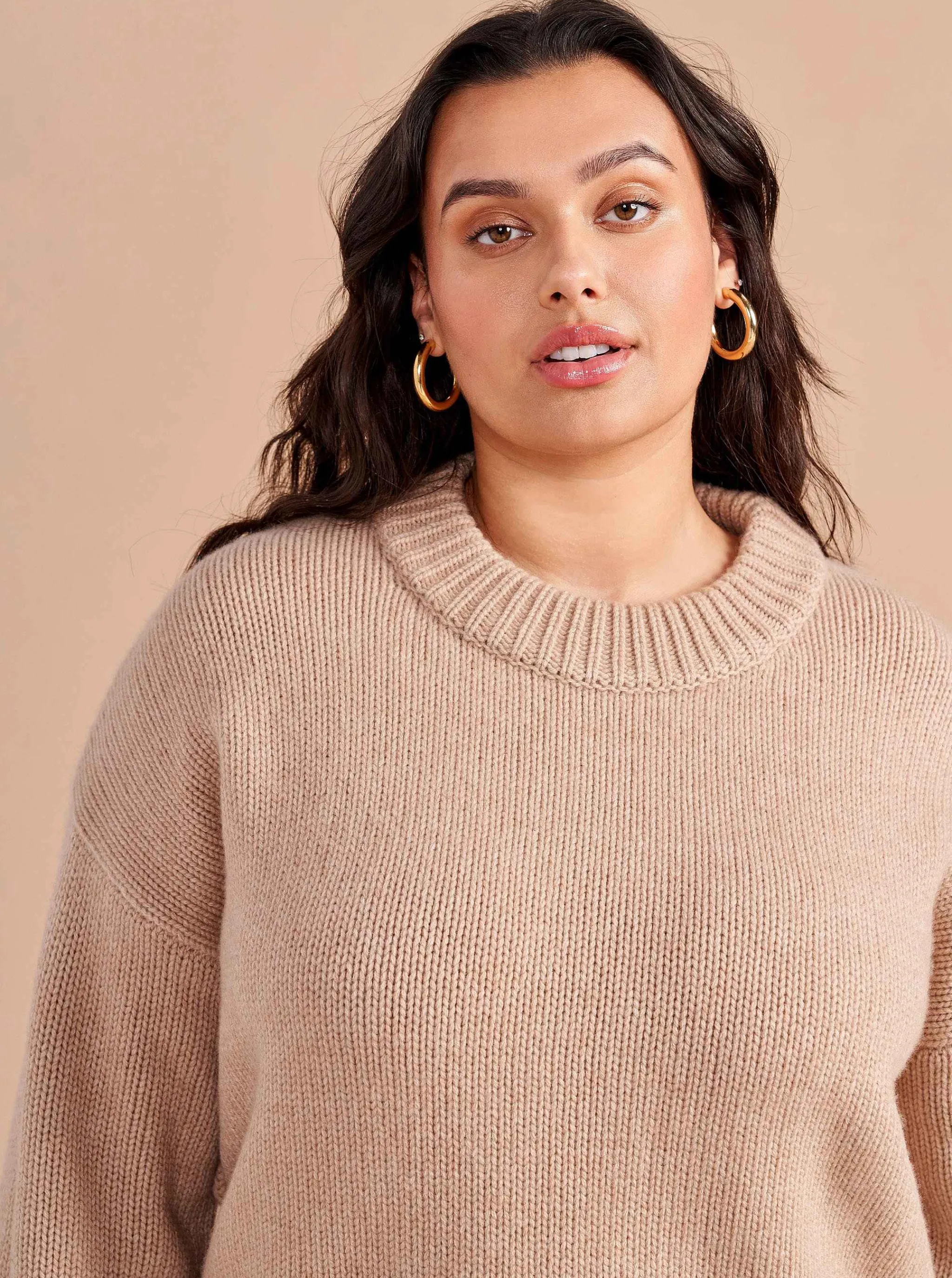 La Ligne Sweaters*Solid Marin Sweater Tan Melange