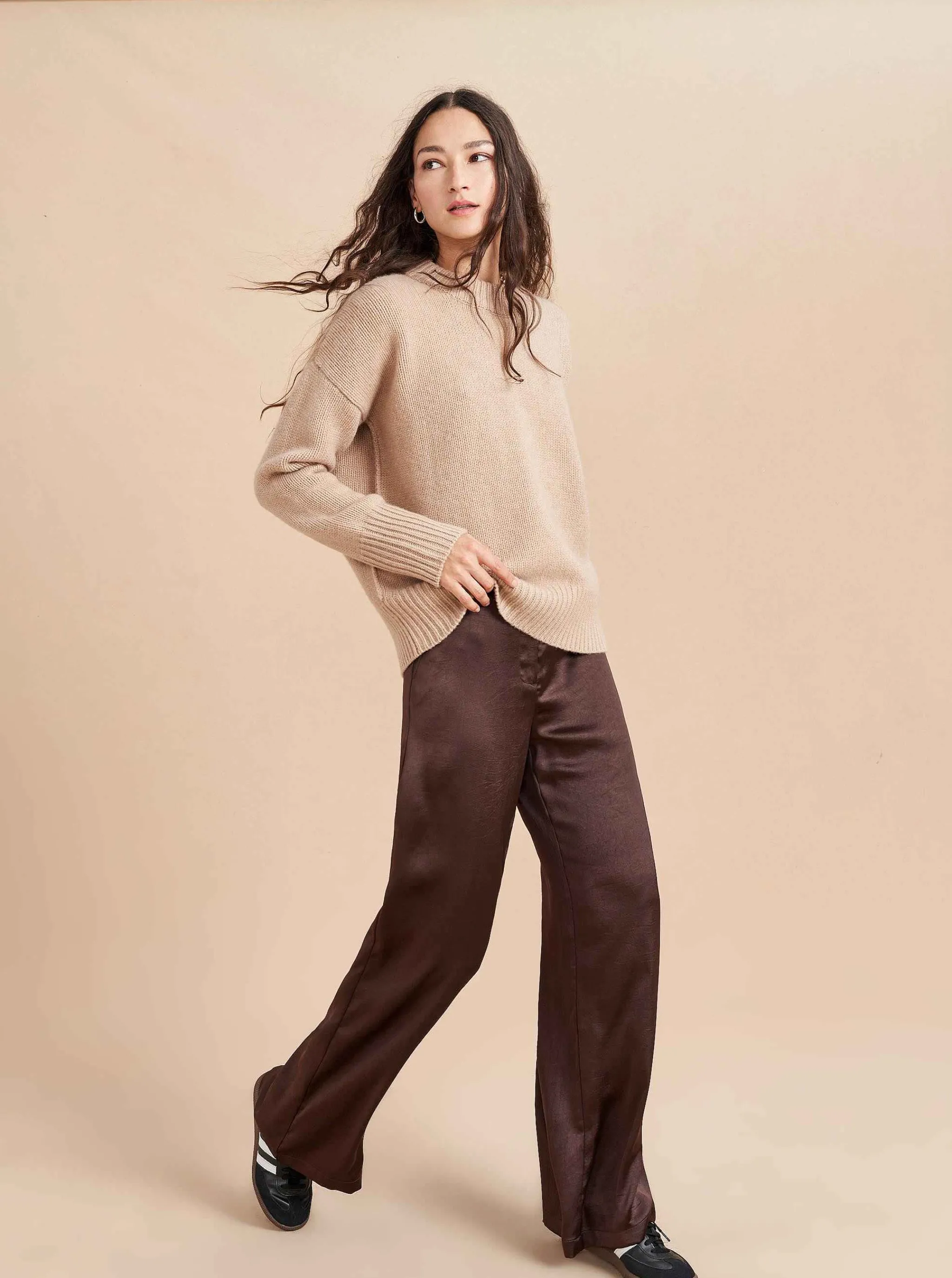 La Ligne Sweaters*Solid Marin Sweater Tan Melange