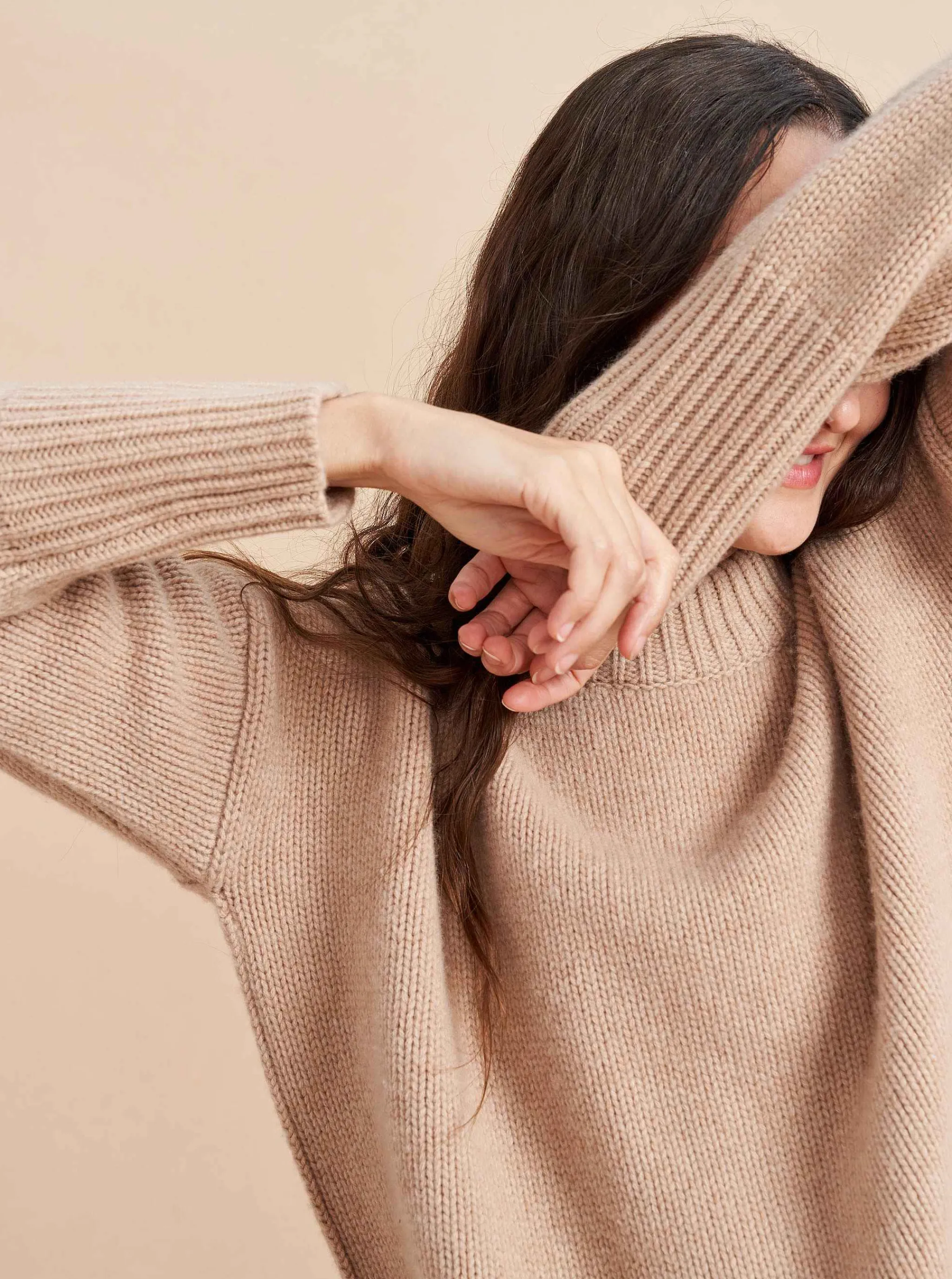 La Ligne Sweaters*Solid Marin Sweater Tan Melange