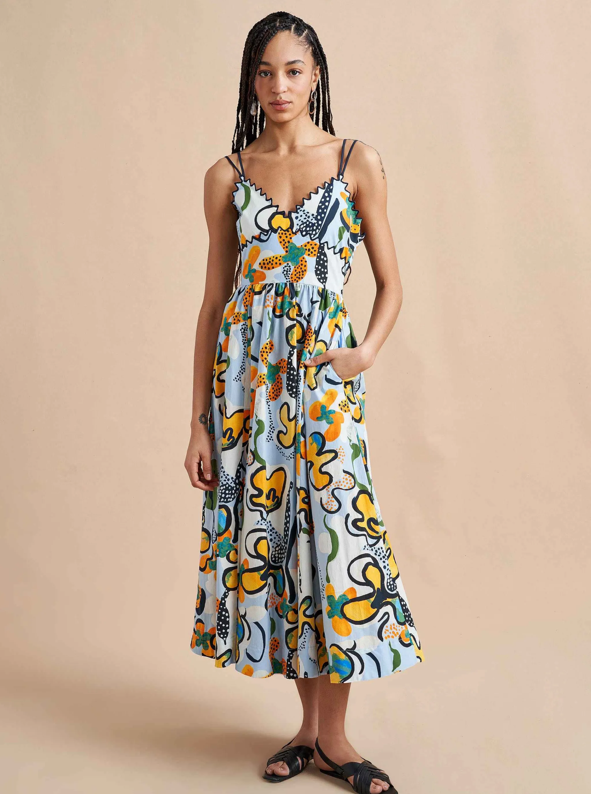 La Ligne Midi Dresses*Jamie Dress Cornflower/Floral
