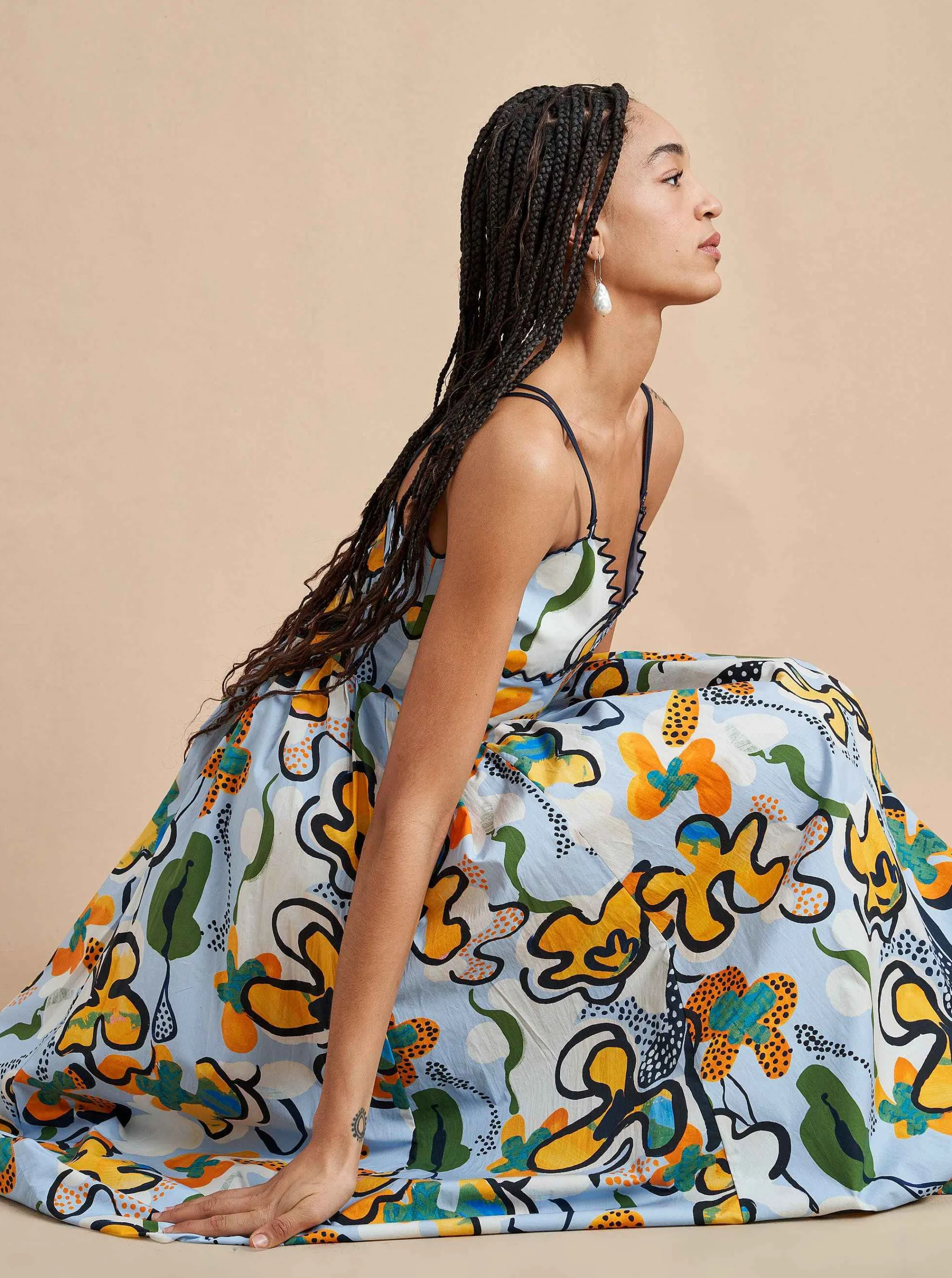 La Ligne Midi Dresses*Jamie Dress Cornflower/Floral