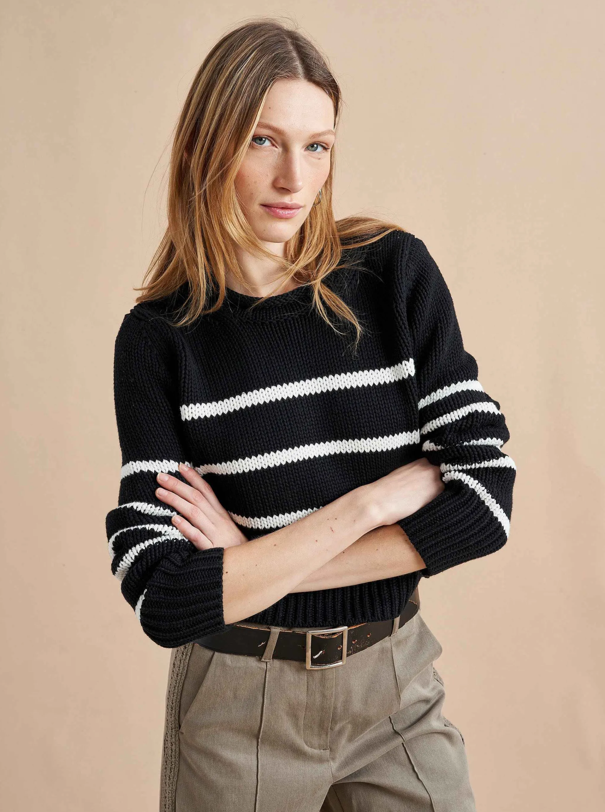 La Ligne Sweaters*Mini Marina Sweater Black/Cream