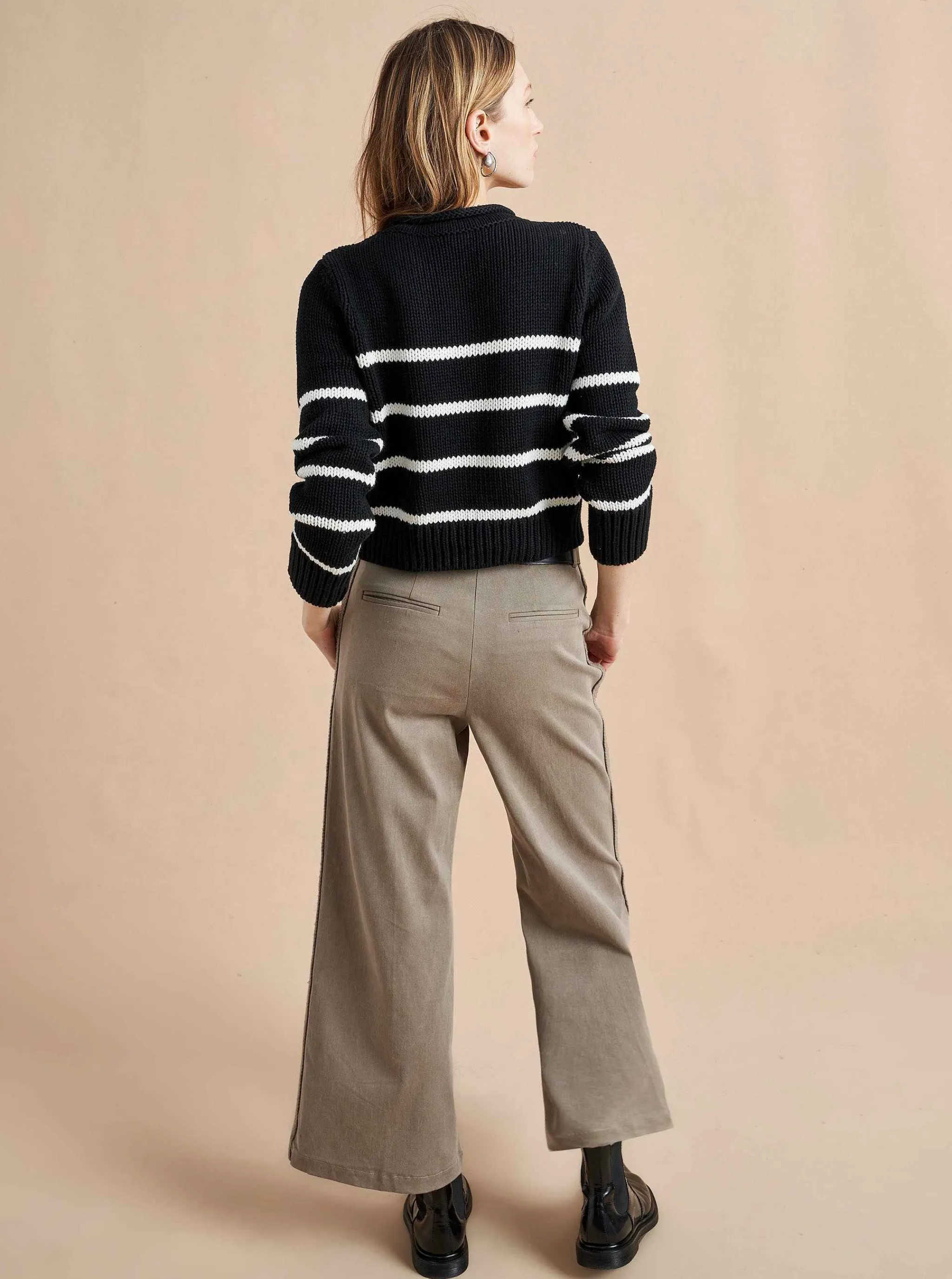 La Ligne Sweaters*Mini Marina Sweater Black/Cream