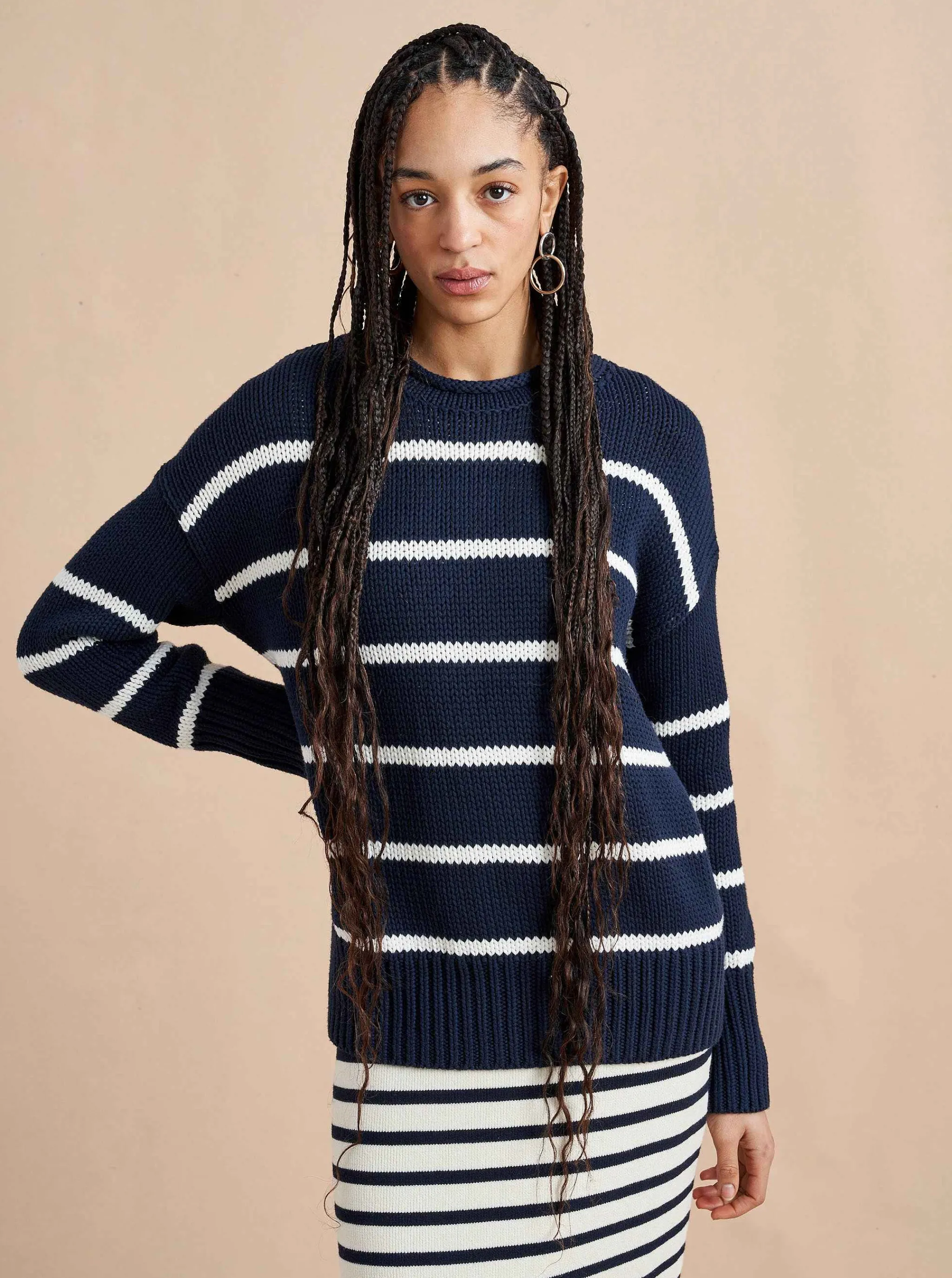 La Ligne Sweaters*Marina Sweater Navy/White