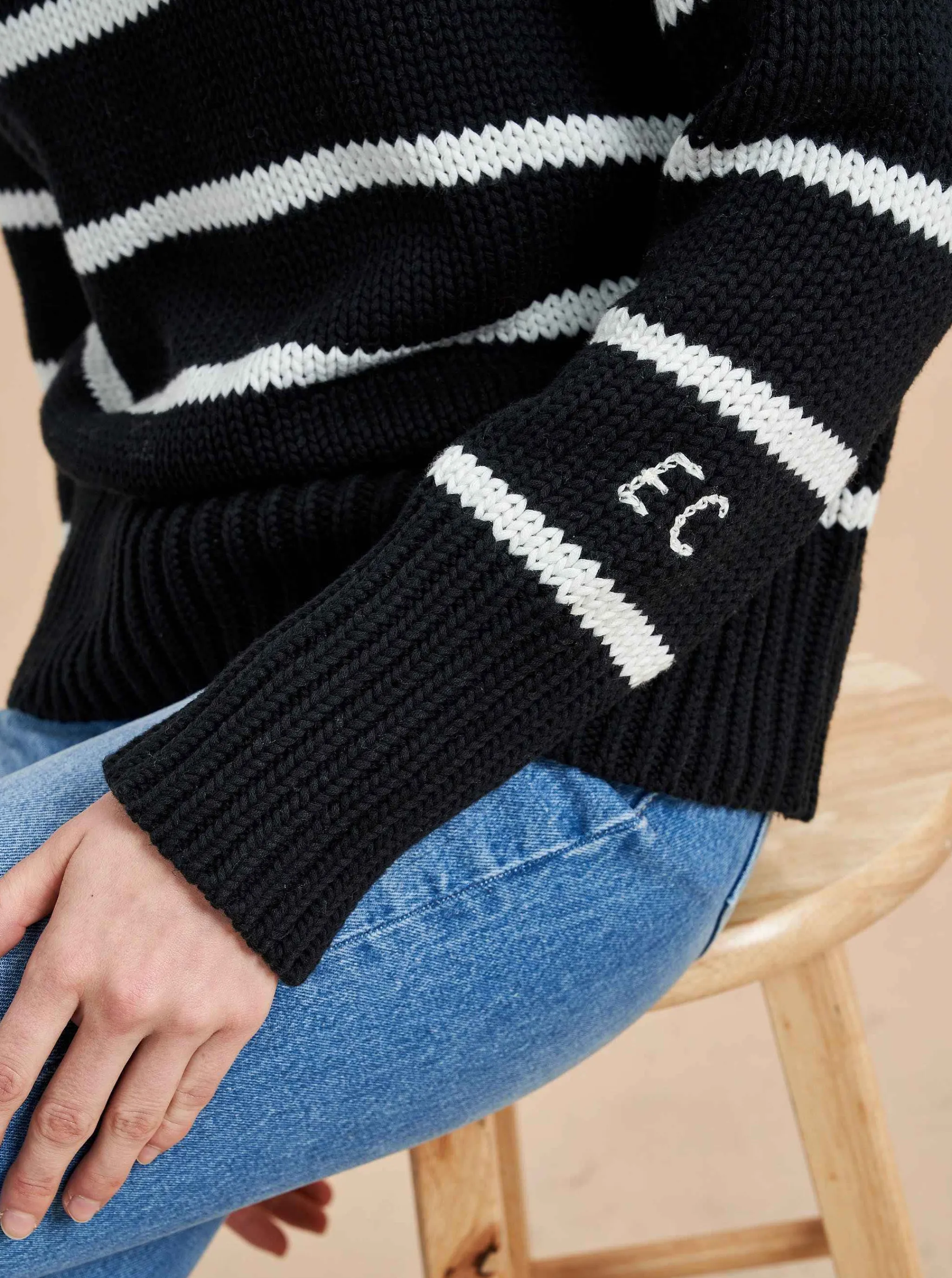 La Ligne Sweaters*Marina Sweater Navy/White