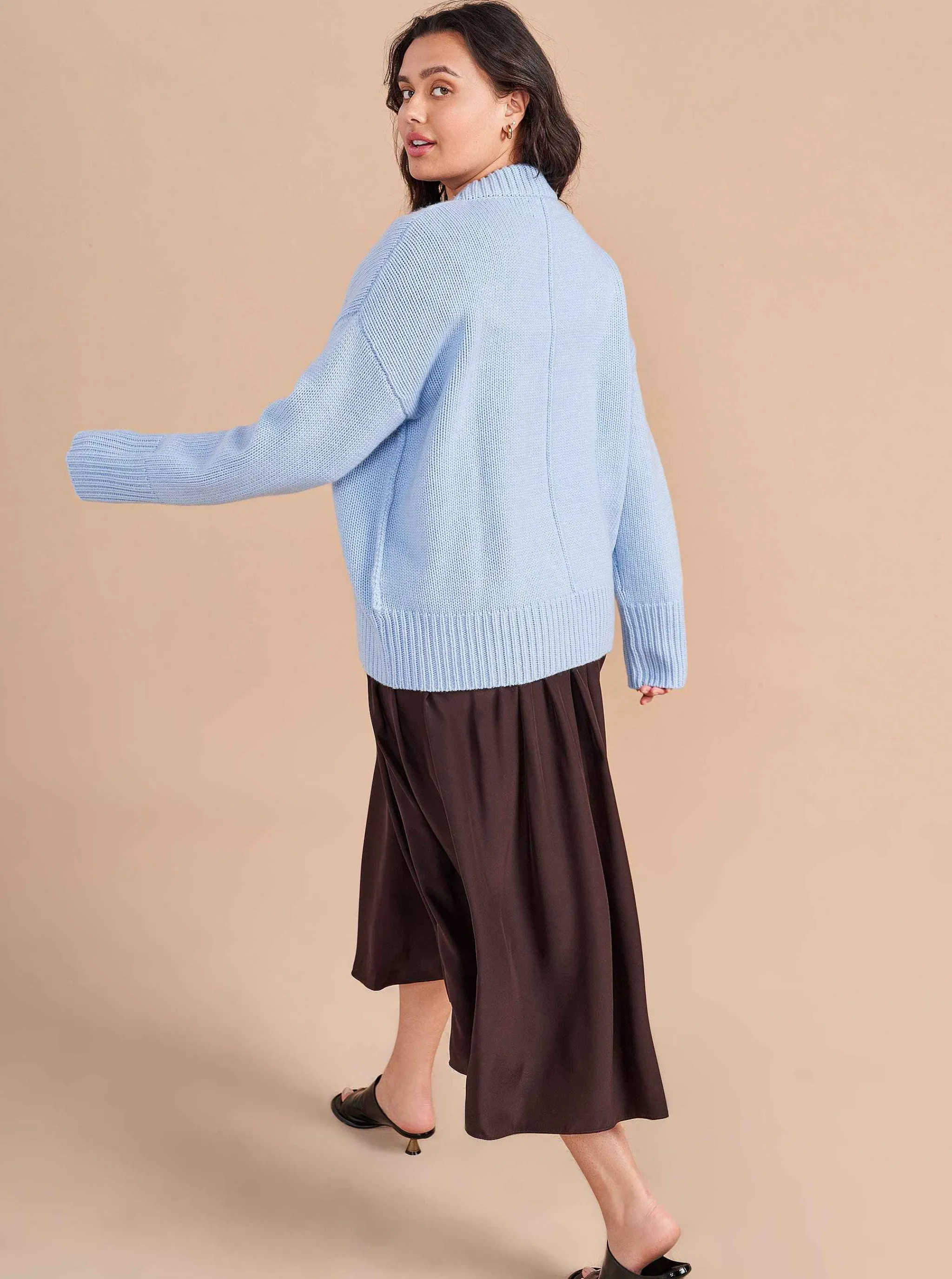 La Ligne Sweaters*Solid Marin Sweater Pale Blue