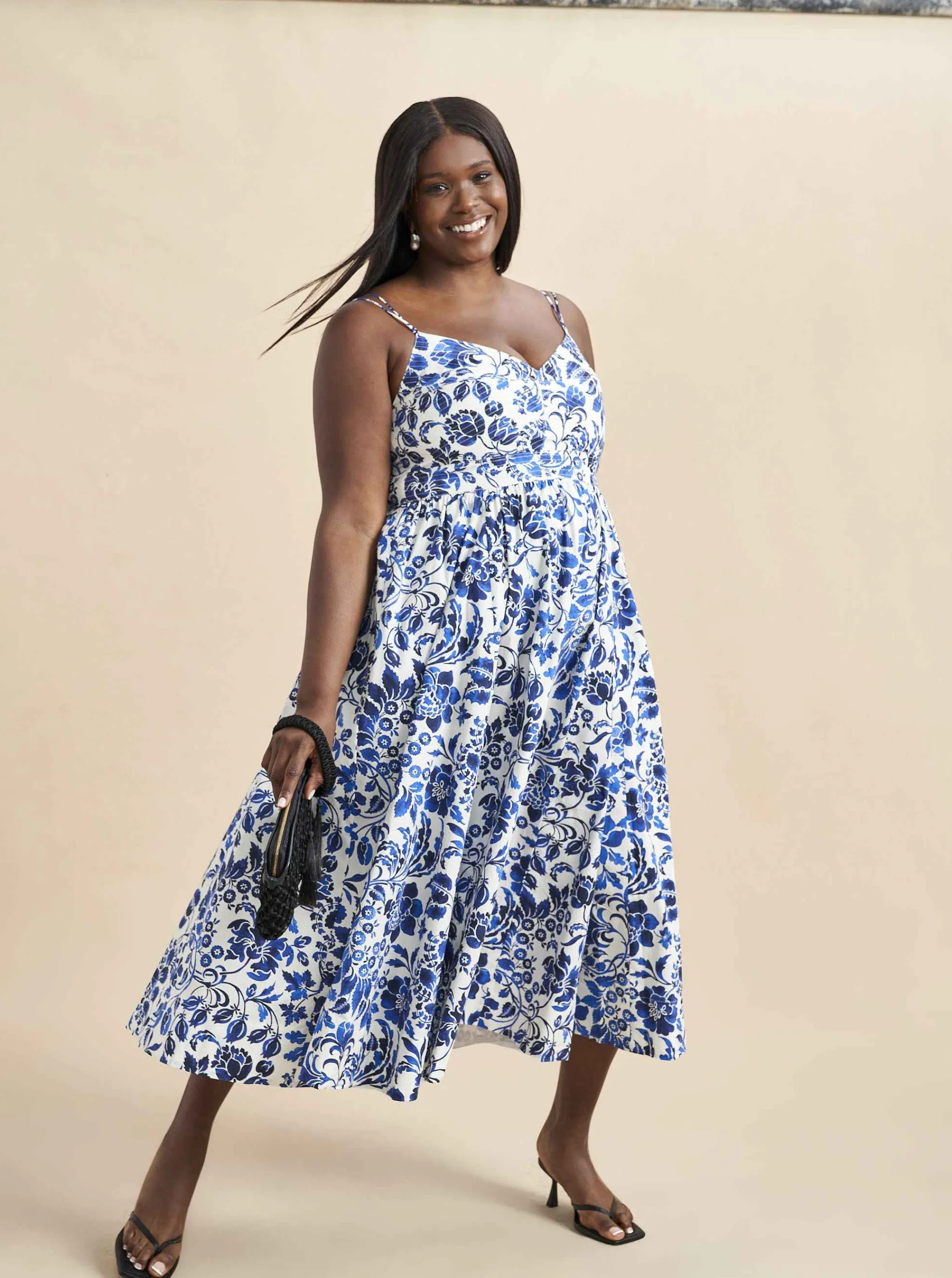 La Ligne Midi Dresses*Tracy Dress Cobalt/Floral