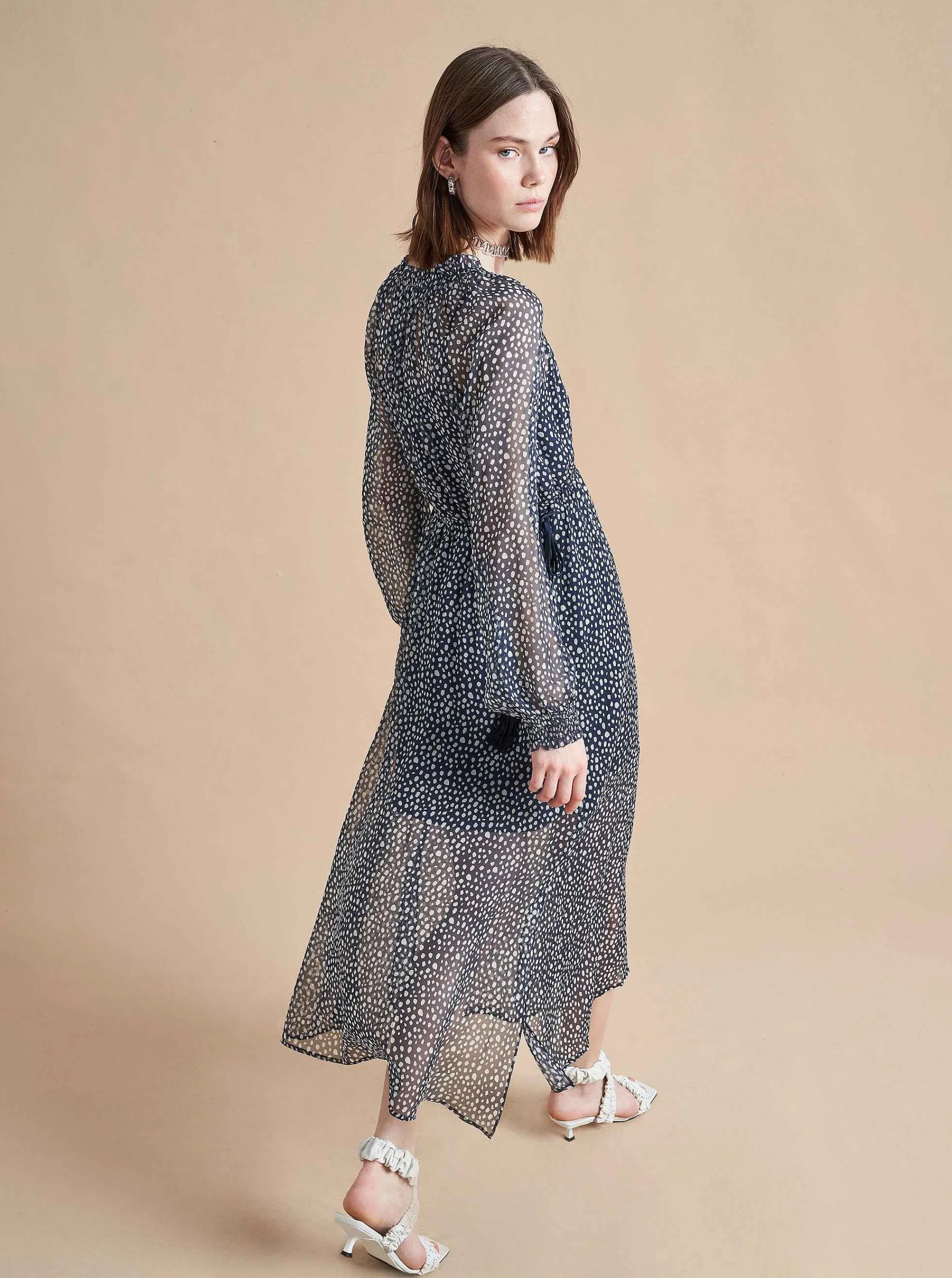 La Ligne Midi Dresses*Aleksandra Dress Navy/White-Dot