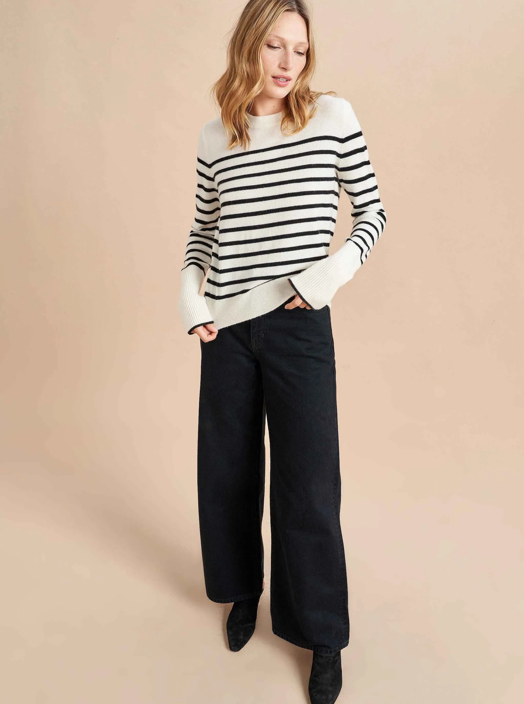 La Ligne Sweaters*Lean Lines Sweater Cream/Black