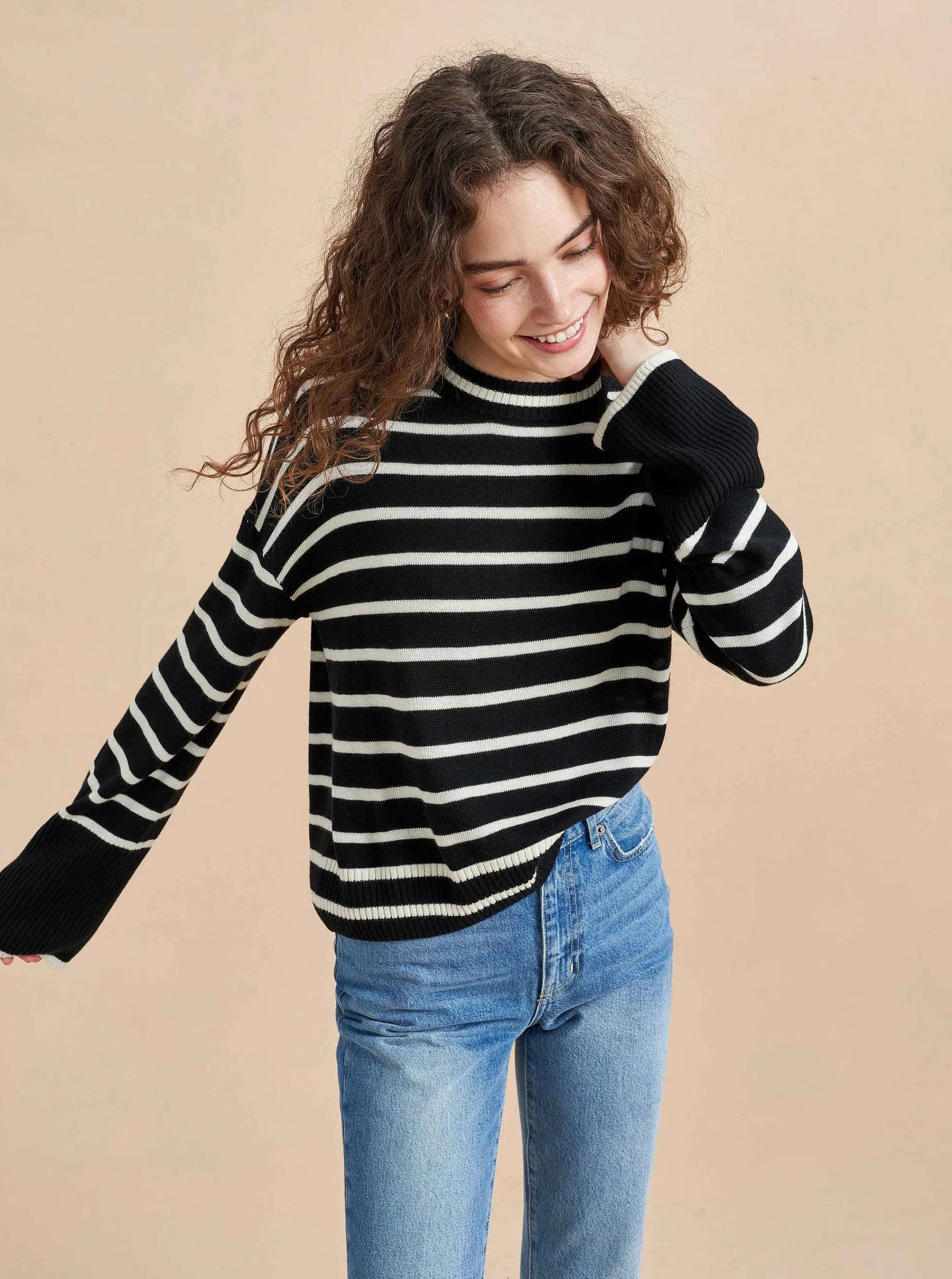 La Ligne Sweaters*Antoine Sweater Black/Cream