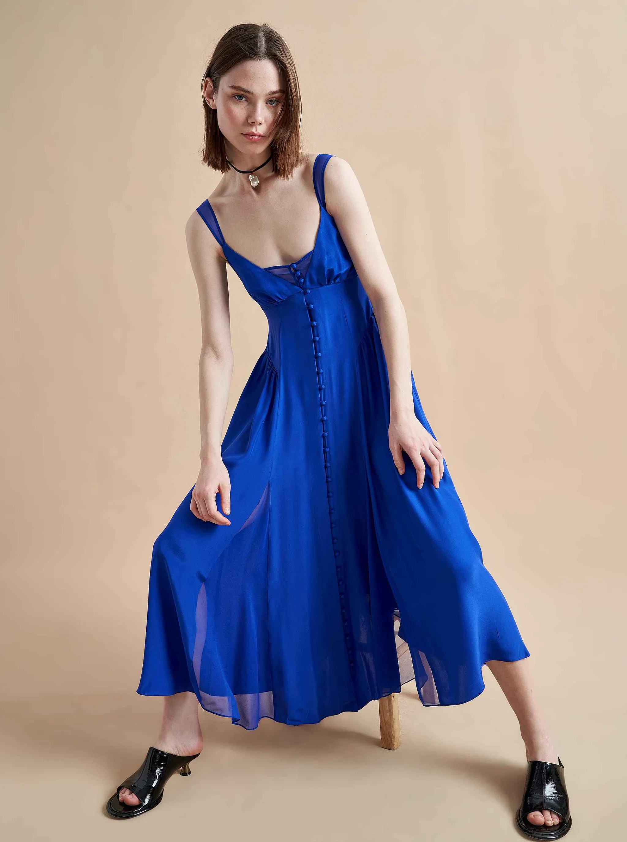 La Ligne Midi Dresses*Paulina Dress Electric Blue