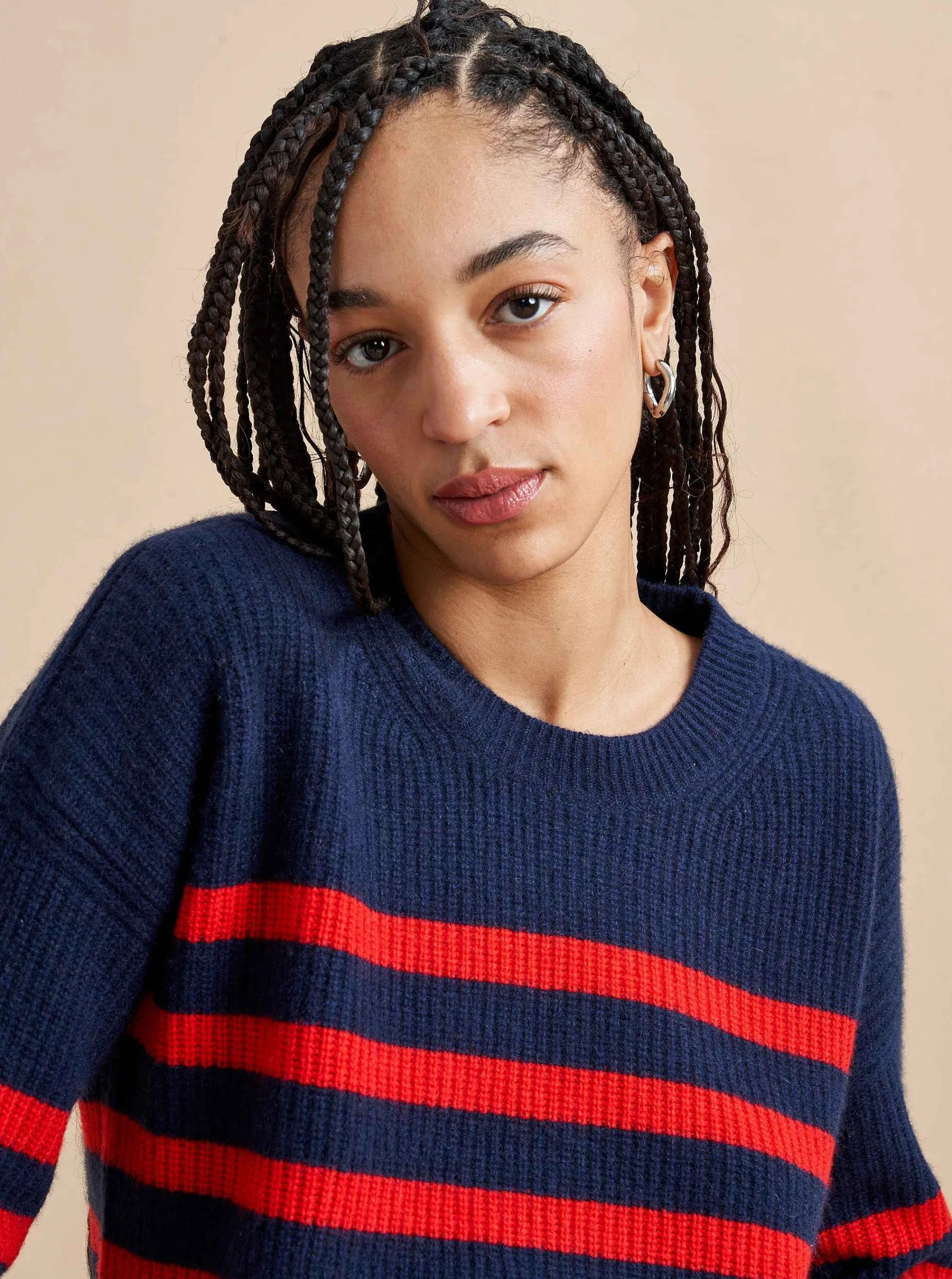 La Ligne Sweaters*Mini Striped Toujours Sweater Navy/Red
