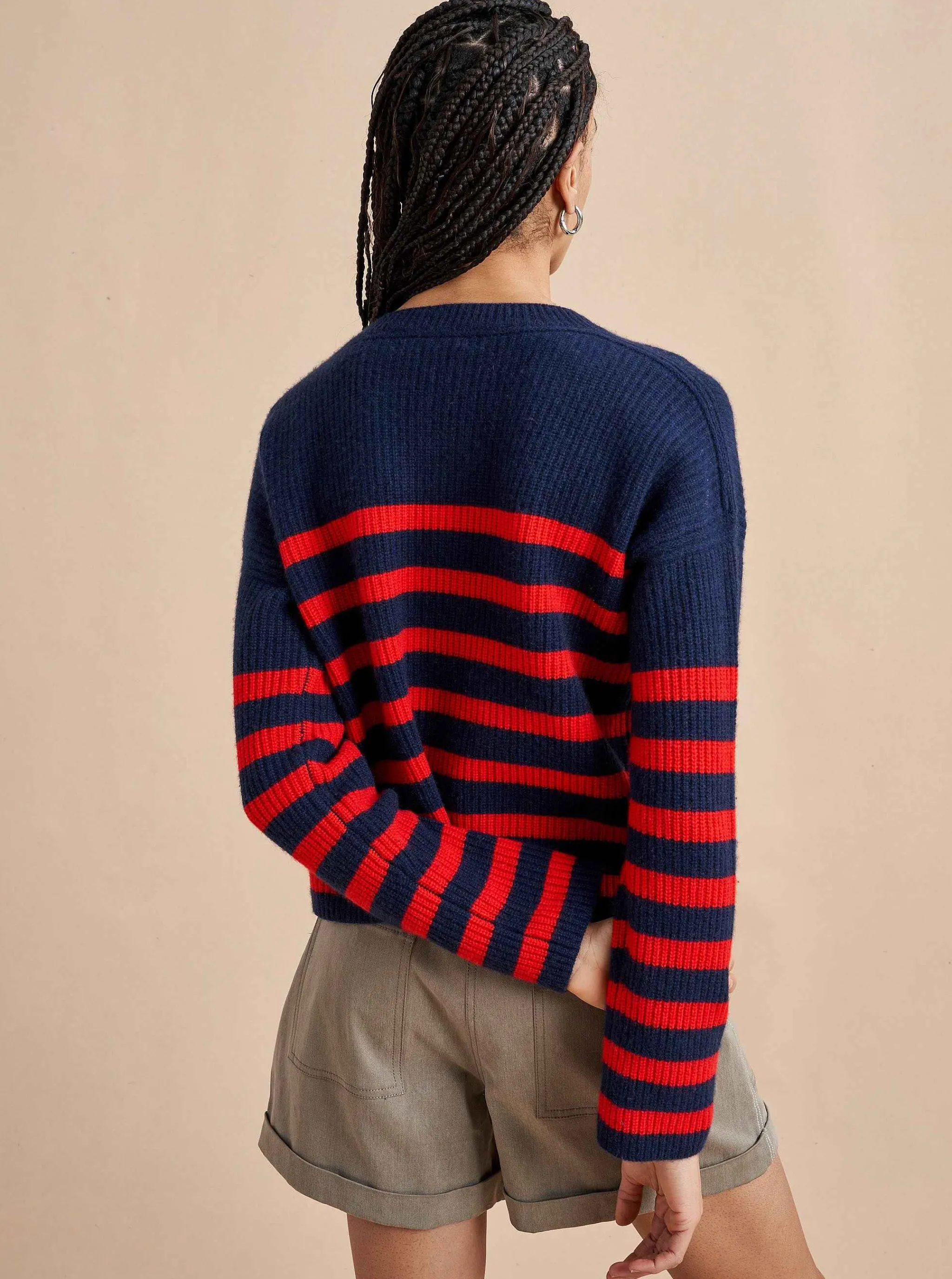 La Ligne Sweaters*Mini Striped Toujours Sweater Navy/Red