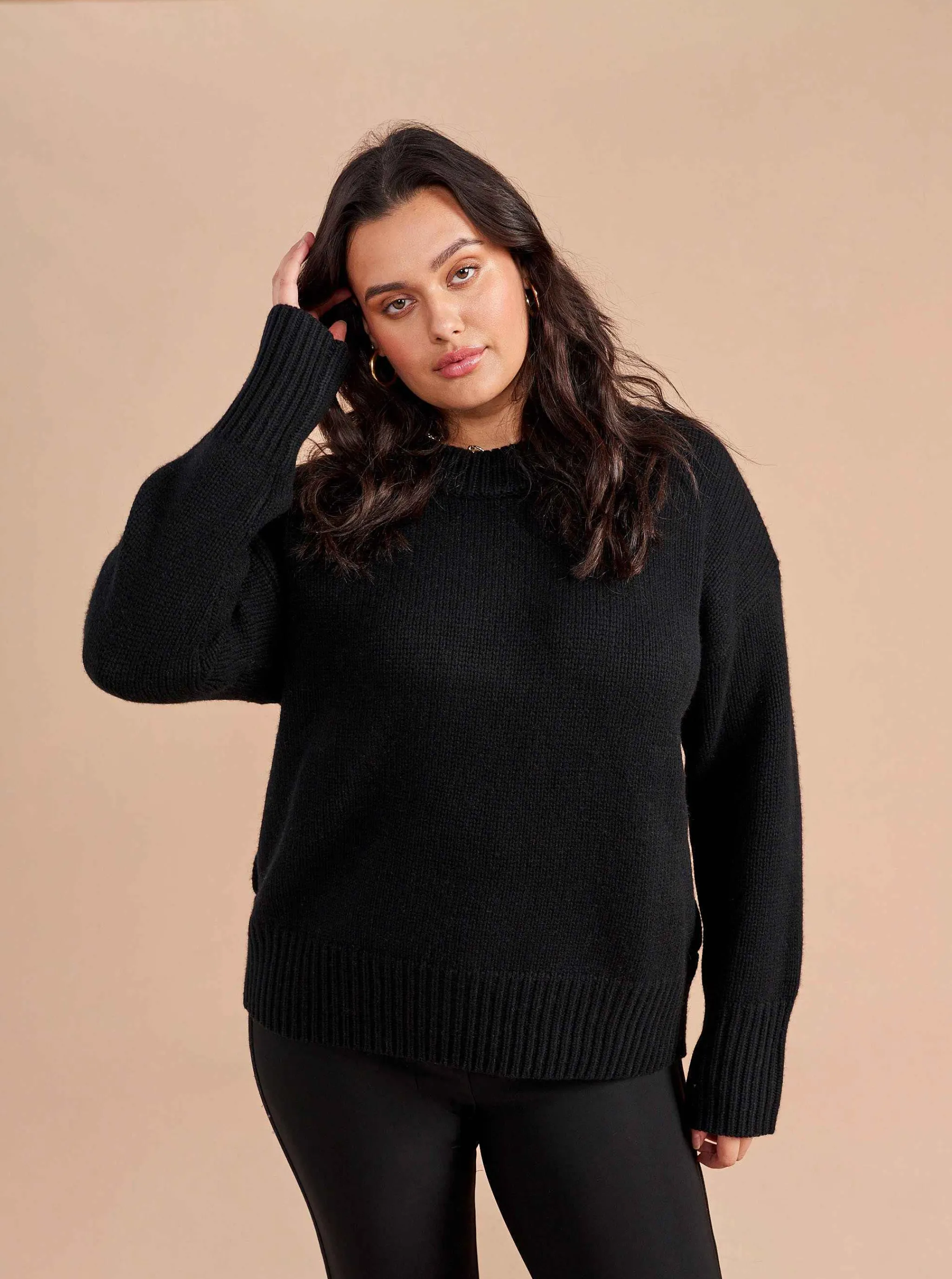 La Ligne Sweaters*Solid Marin Sweater Black