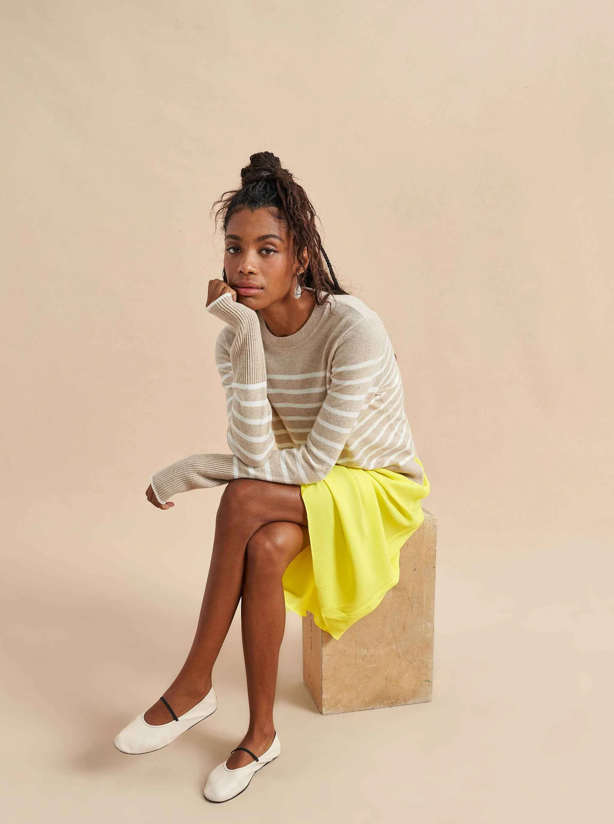 La Ligne Sweaters*Lean Lines Sweater Tan/Cream