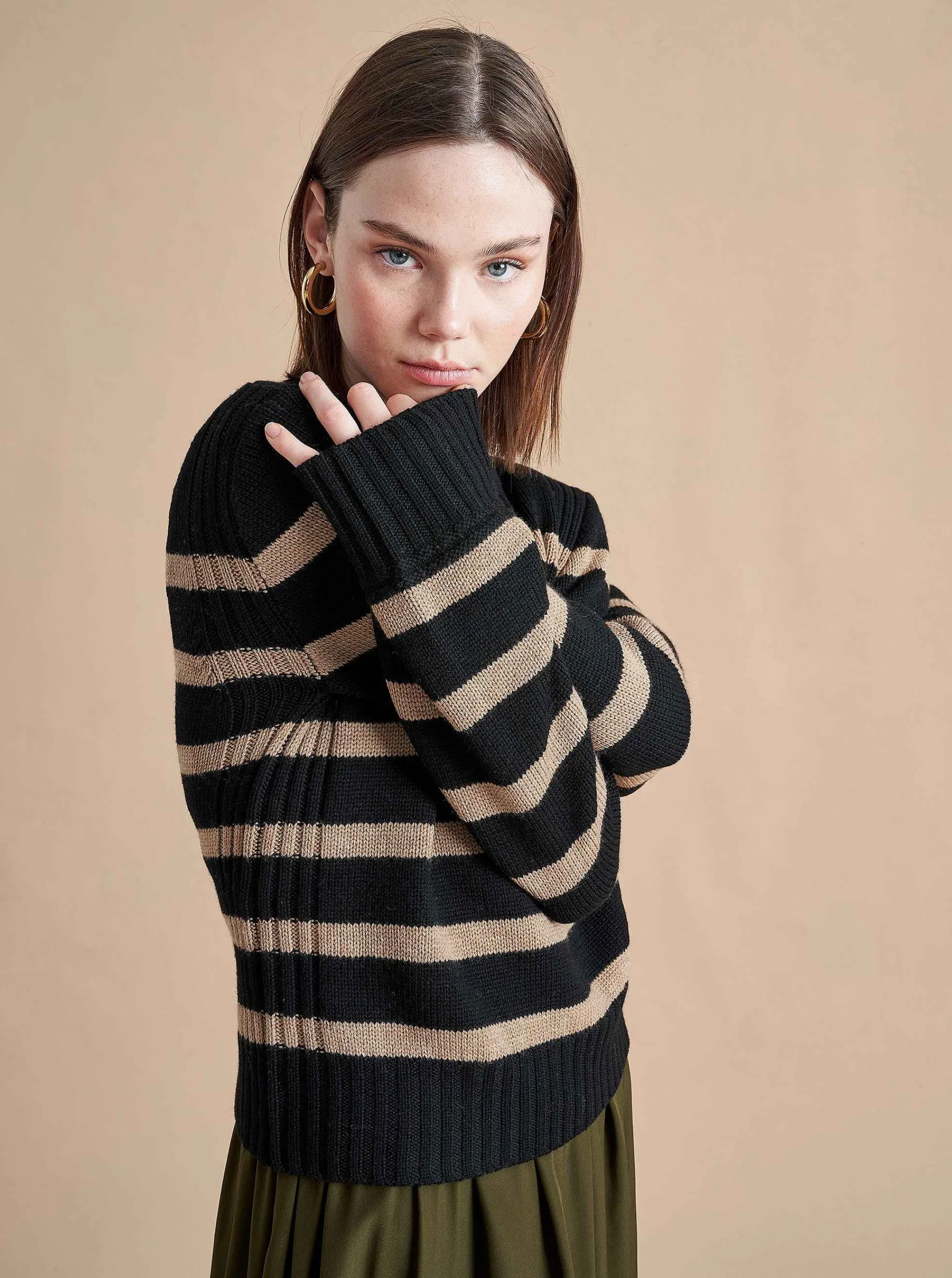 La Ligne Sweaters*Jack Sweater Black/Camel