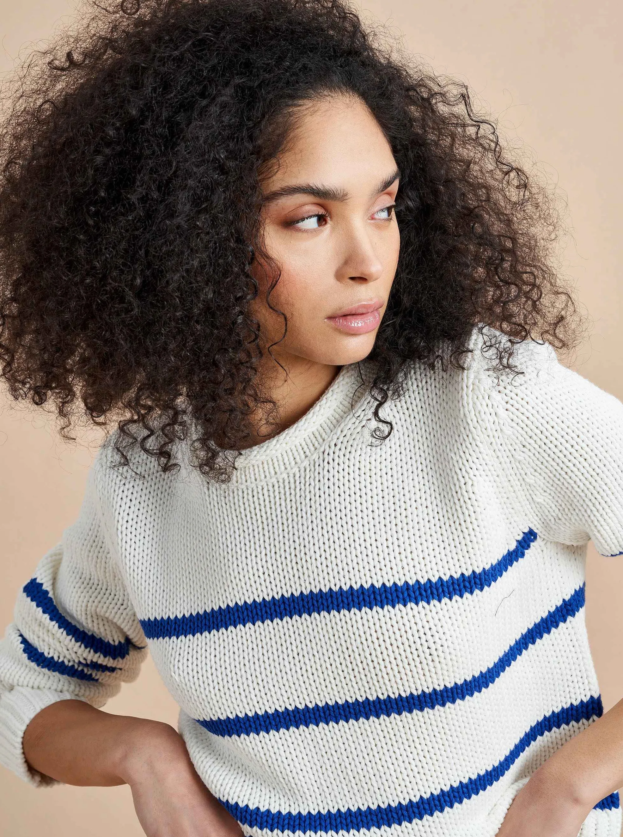 La Ligne Sweaters*Mini Marina Sweater Cream/Cobalt