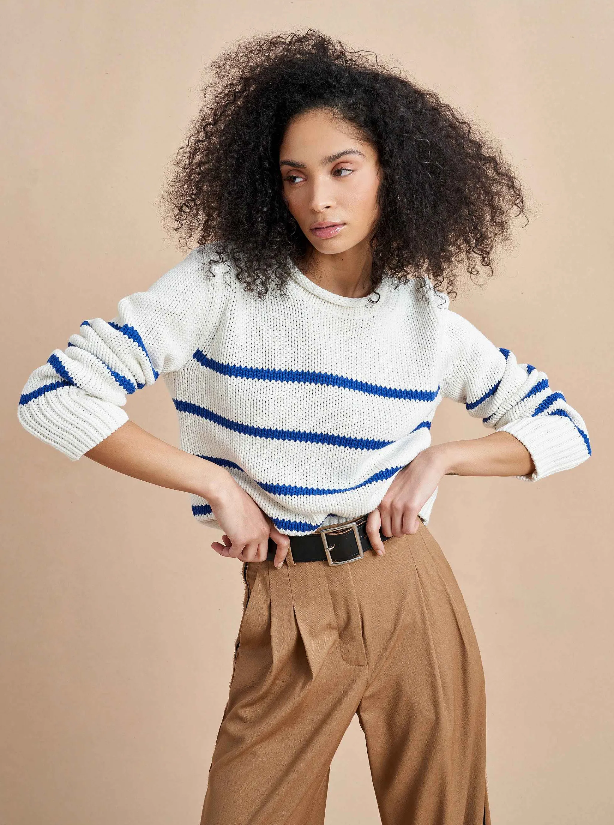 La Ligne Sweaters*Mini Marina Sweater Cream/Cobalt