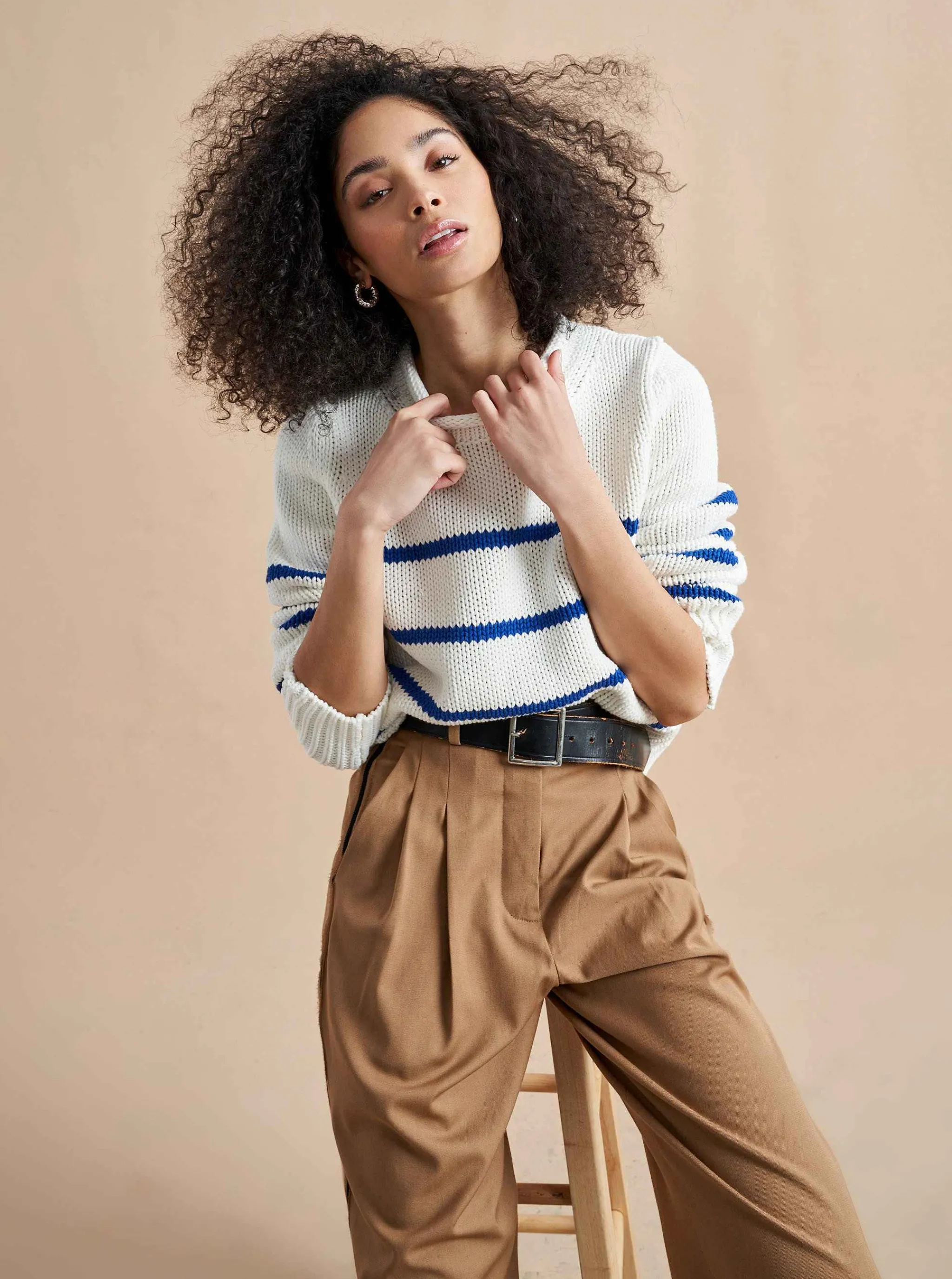 La Ligne Sweaters*Mini Marina Sweater Cream/Cobalt