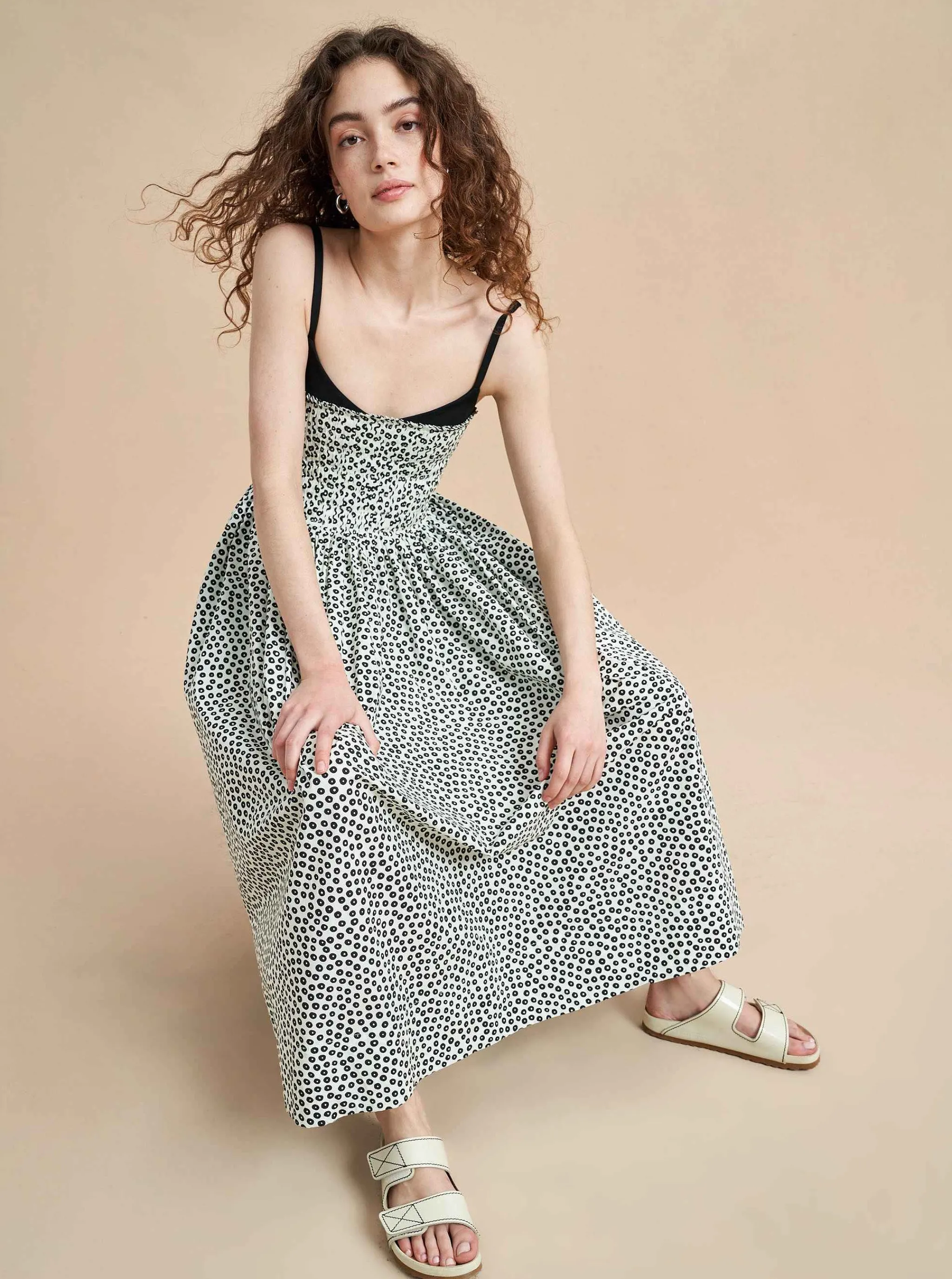 La Ligne Midi Dresses*Devon Dress Ivory/Black