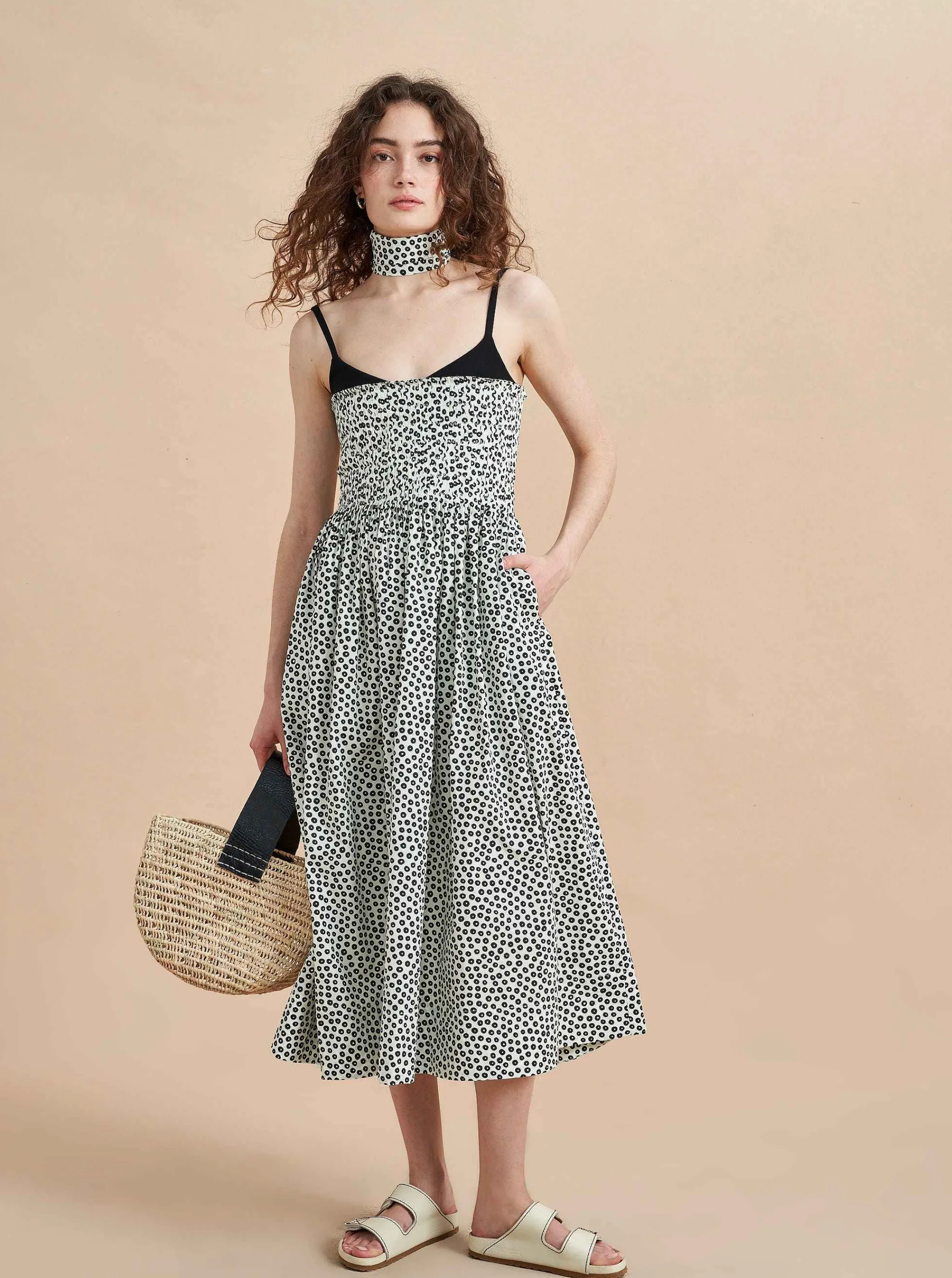 La Ligne Midi Dresses*Devon Dress Ivory/Black