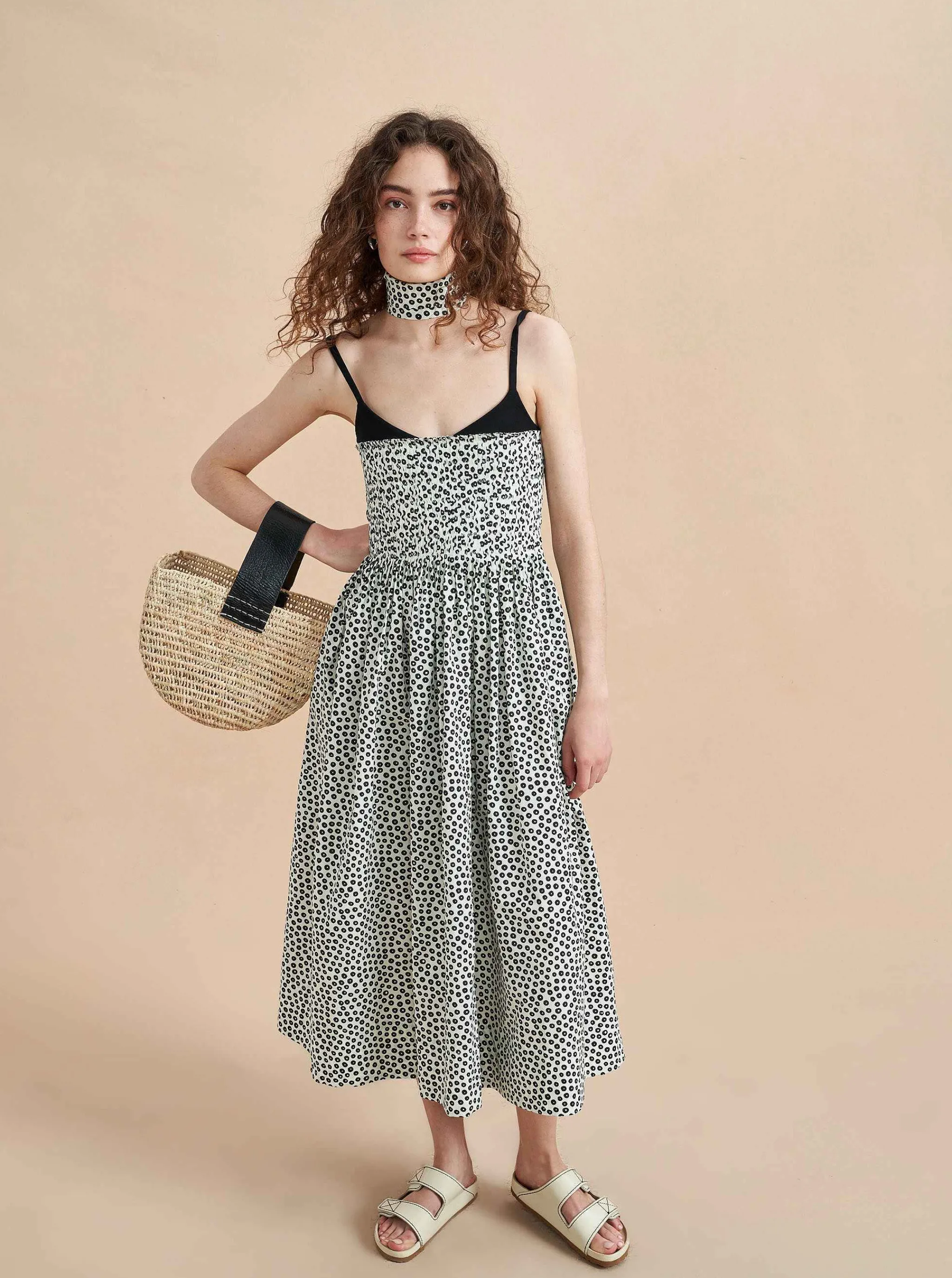 La Ligne Midi Dresses*Devon Dress Ivory/Black