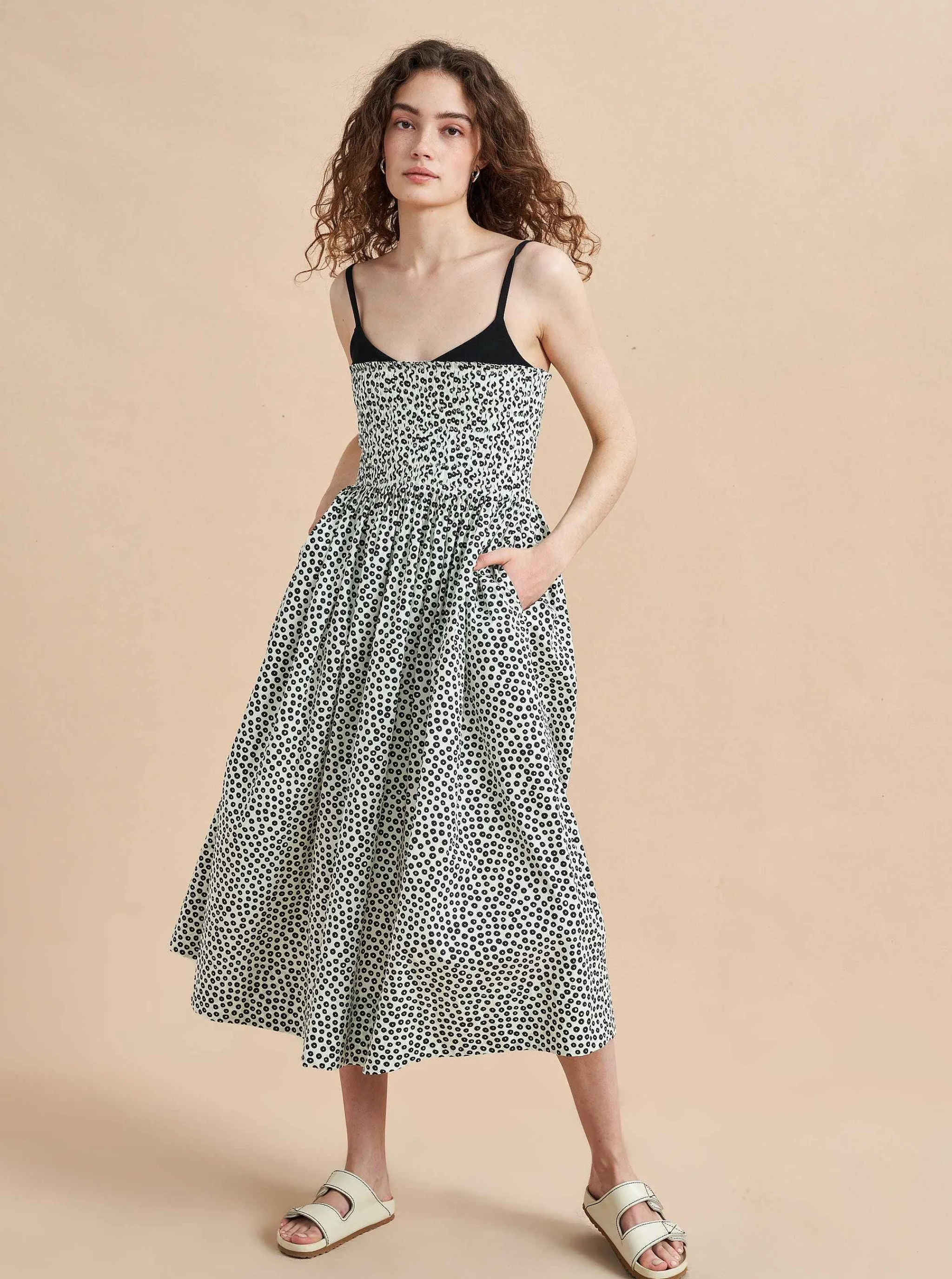 La Ligne Midi Dresses*Devon Dress Ivory/Black