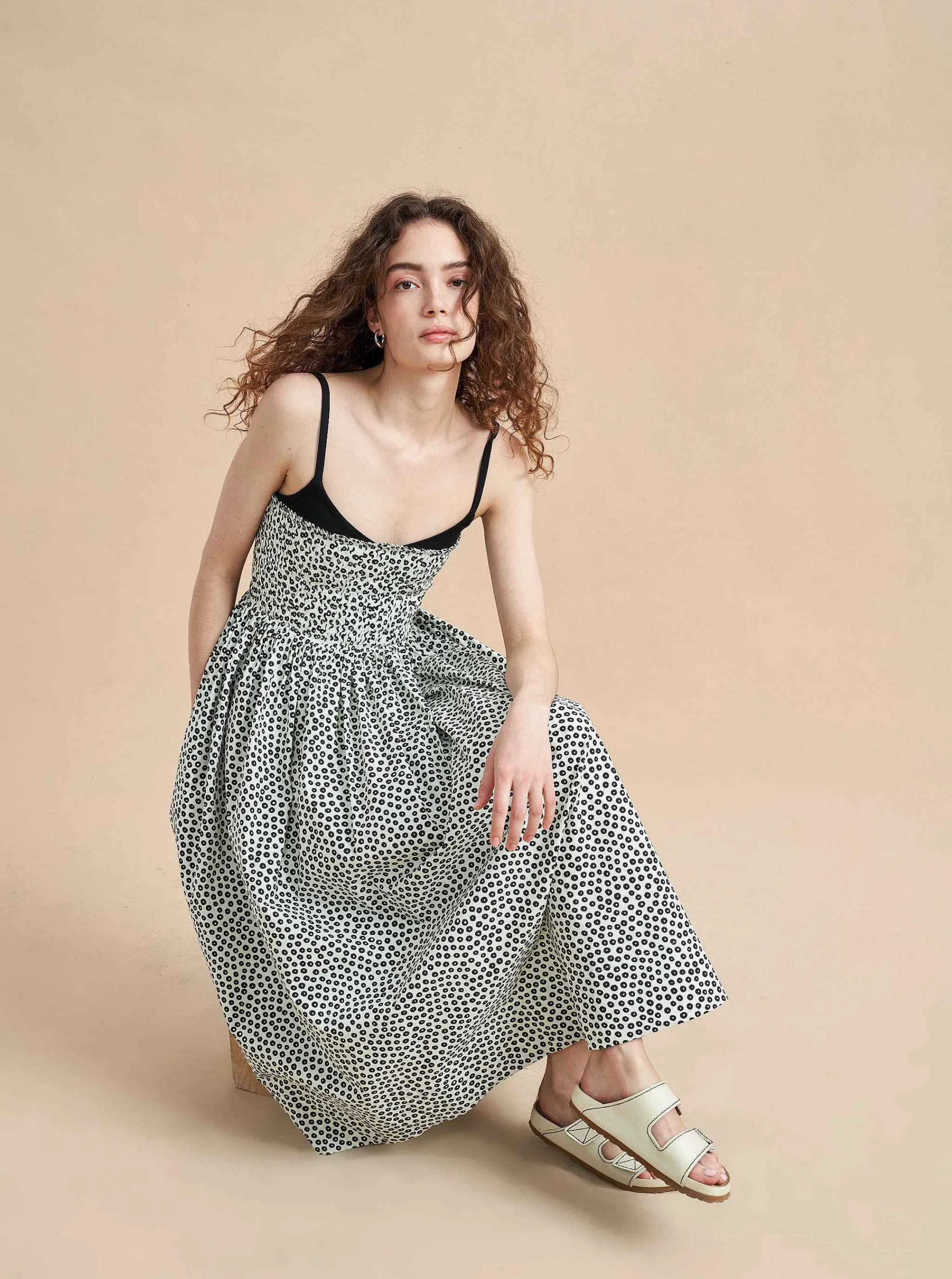 La Ligne Midi Dresses*Devon Dress Ivory/Black