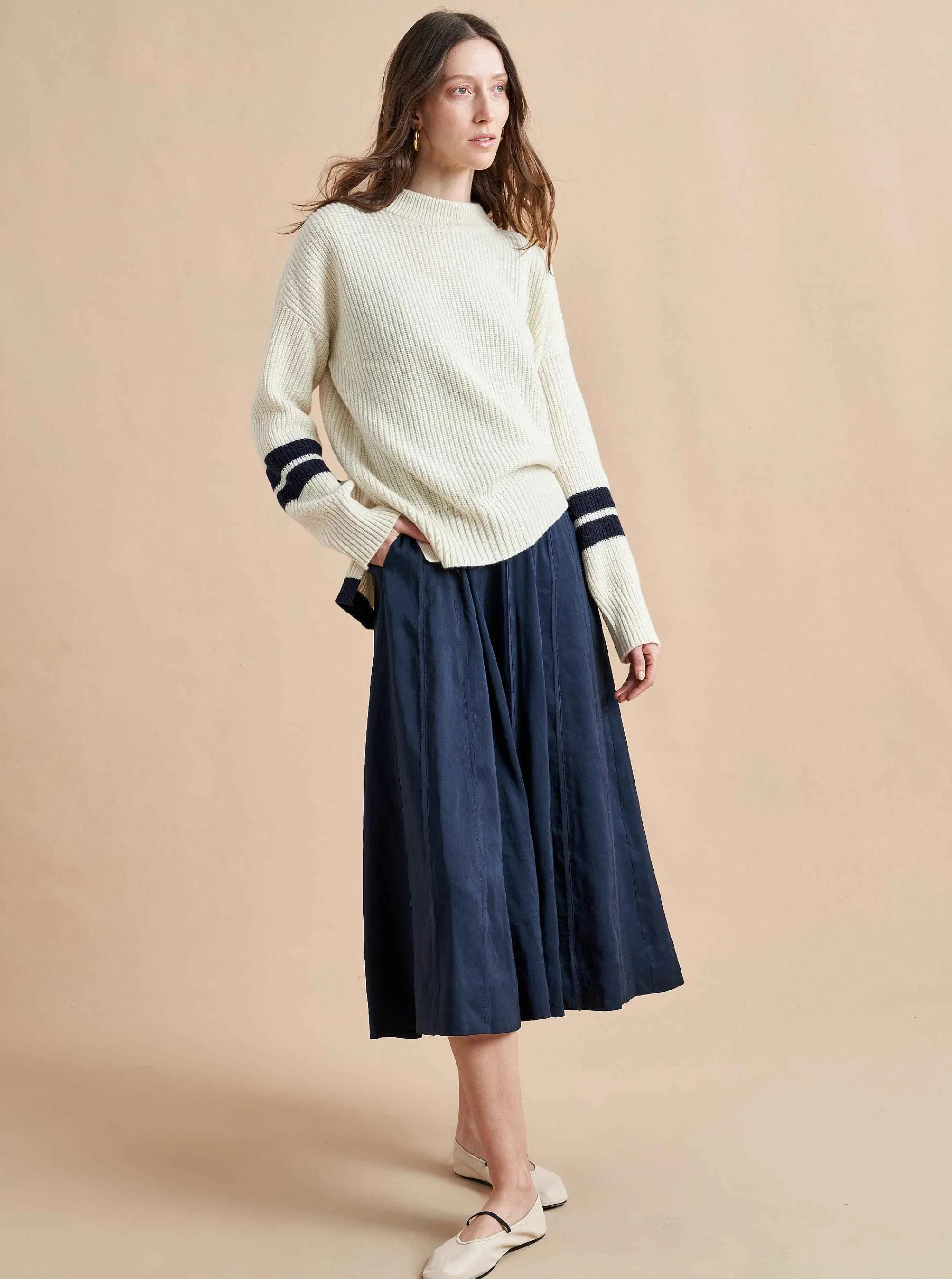 La Ligne Sweaters*Collegiate Sweater Cream/Navy