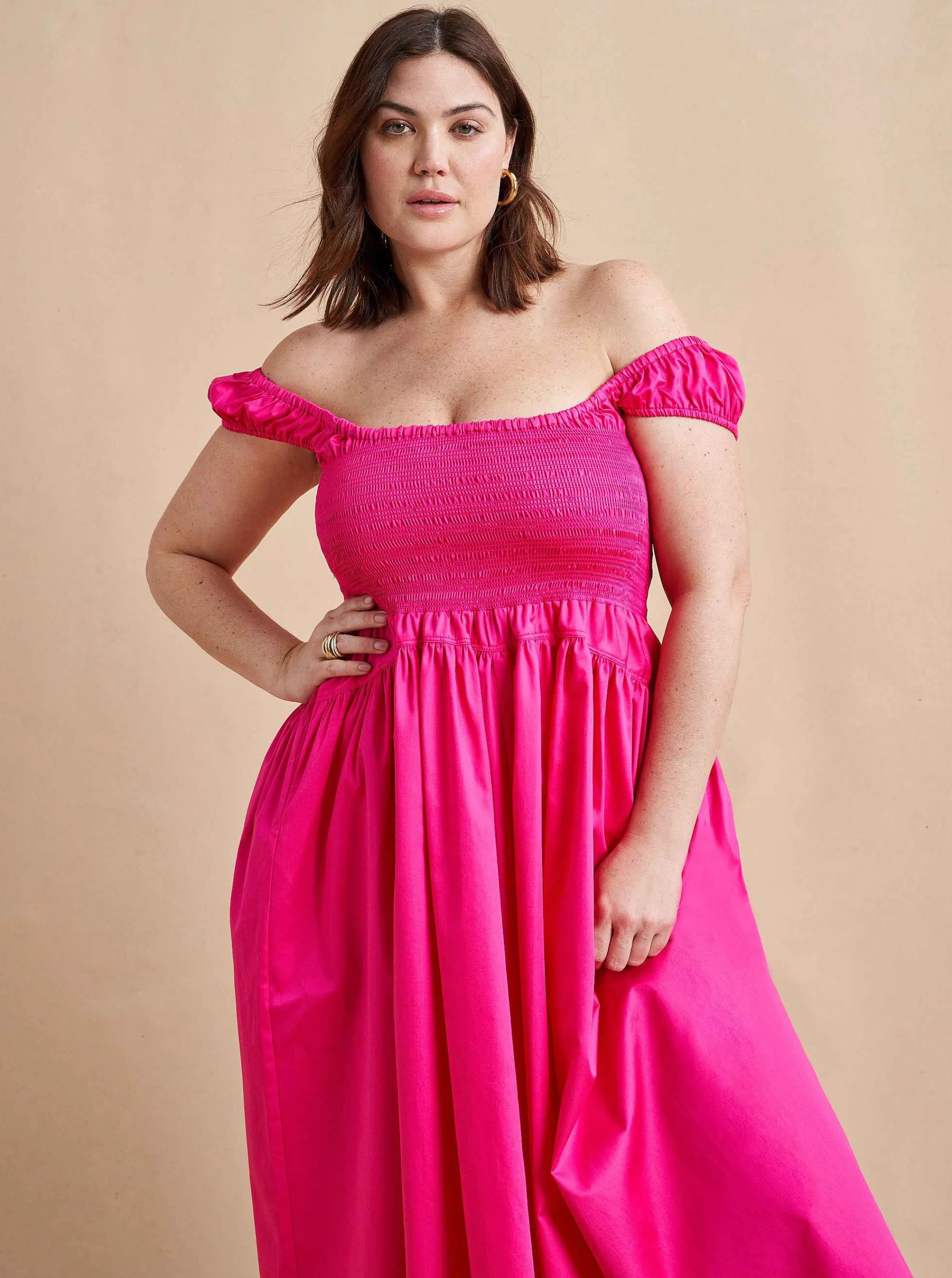 La Ligne Midi Dresses*Vivian Dress Hot Pink