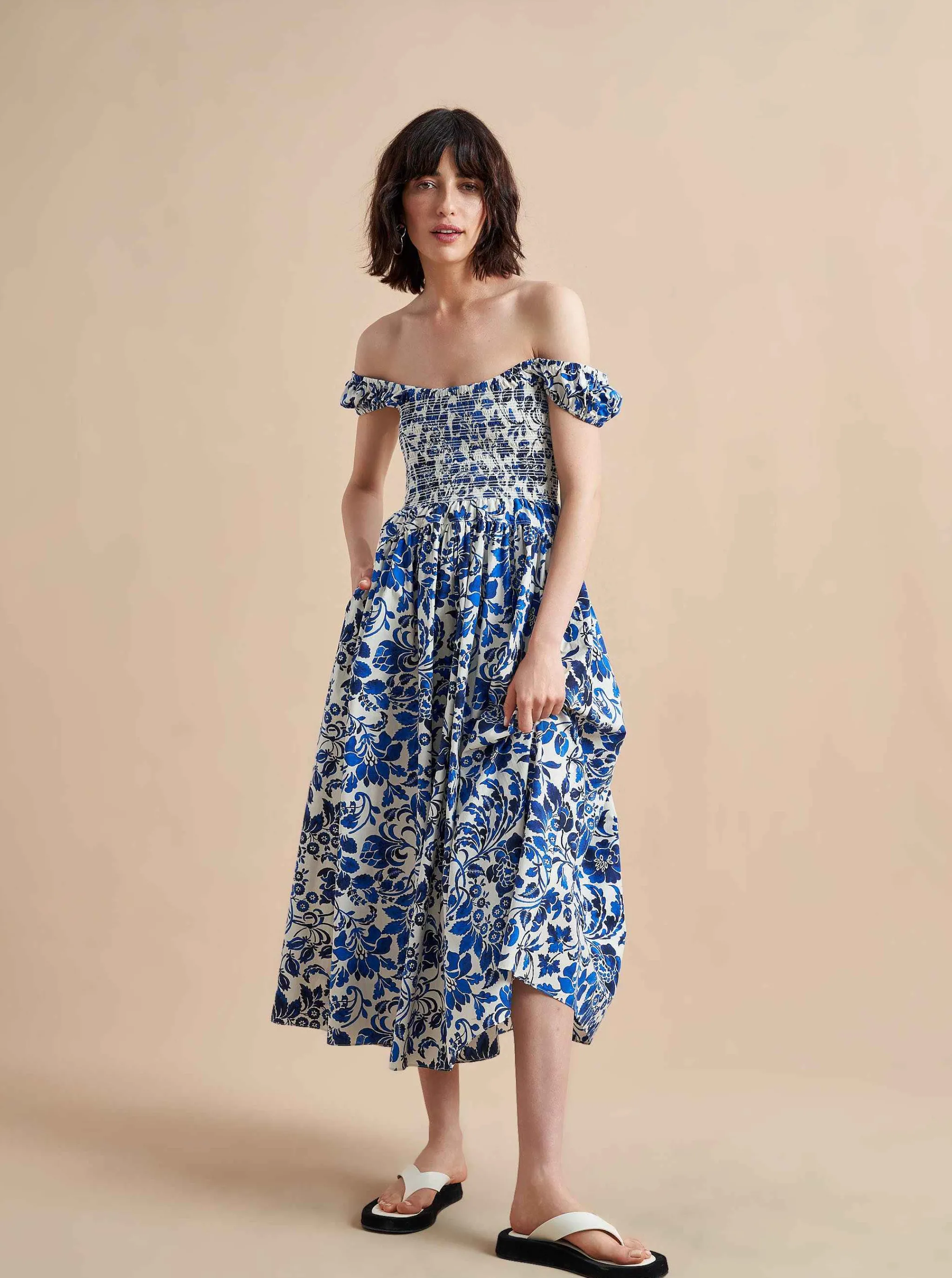 La Ligne Midi Dresses*Vivian Dress Cobalt/Floral