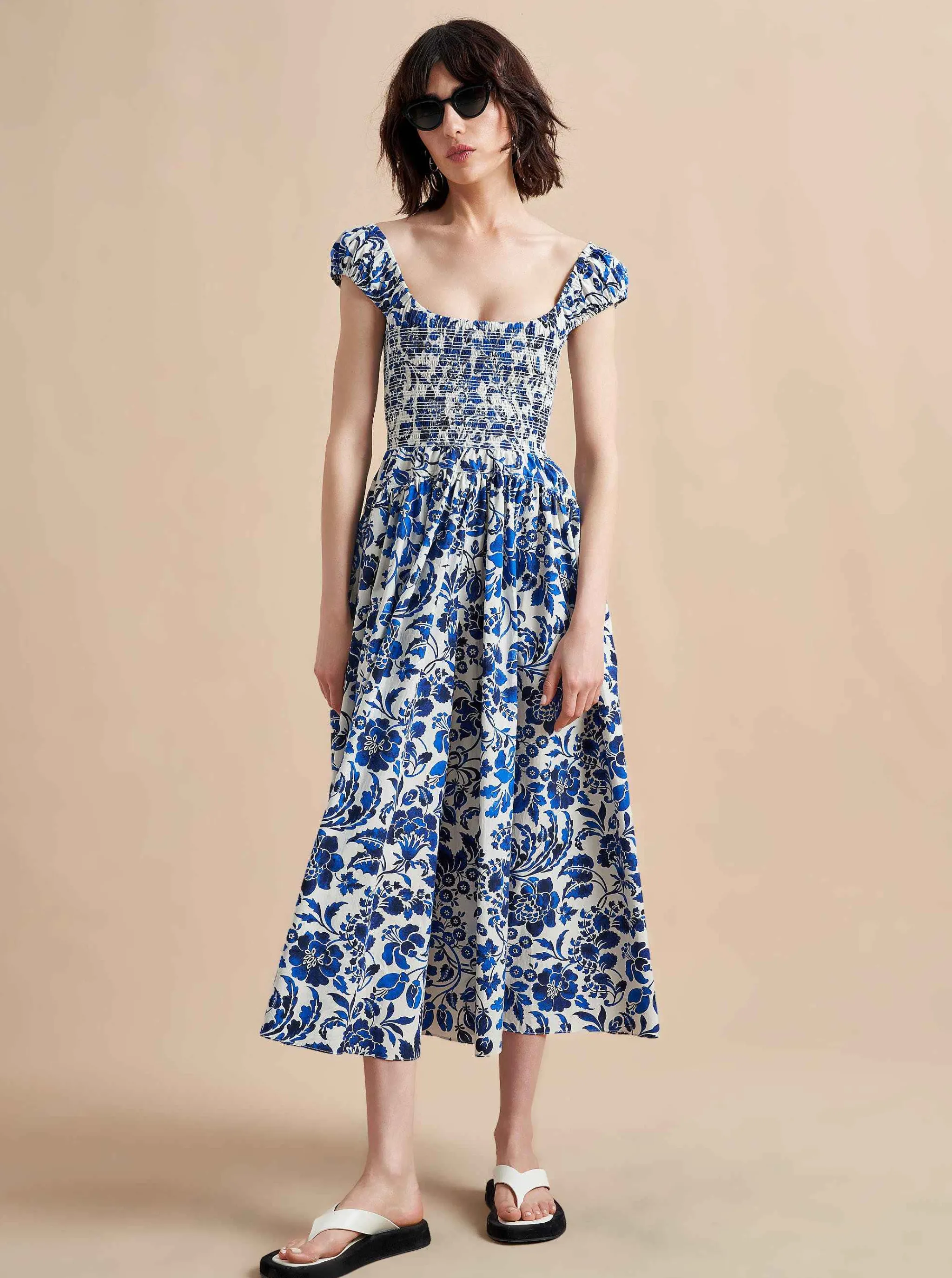 La Ligne Midi Dresses*Vivian Dress Cobalt/Floral