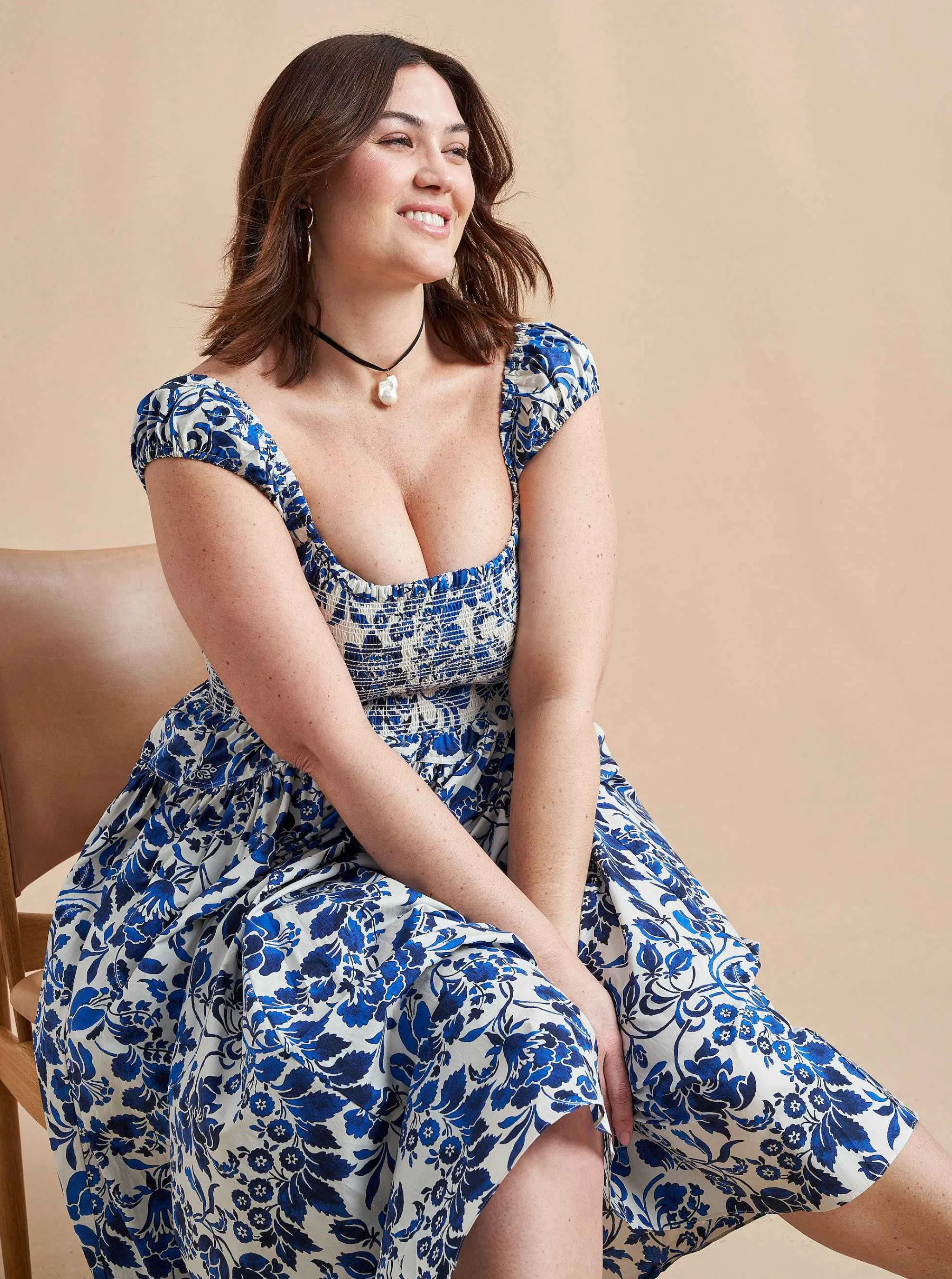 La Ligne Midi Dresses*Vivian Dress Cobalt/Floral