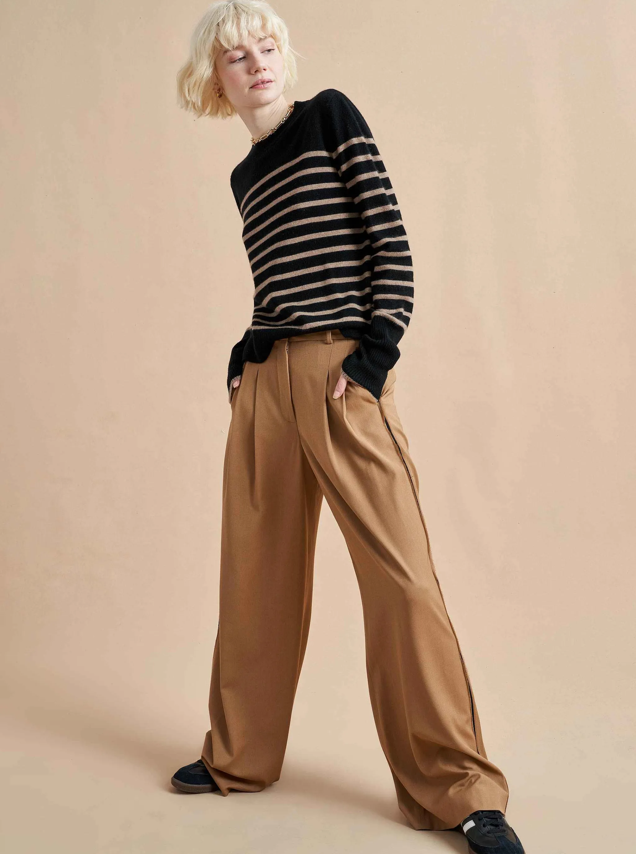 La Ligne Sweaters*Lean Lines Sweater Black/Tan