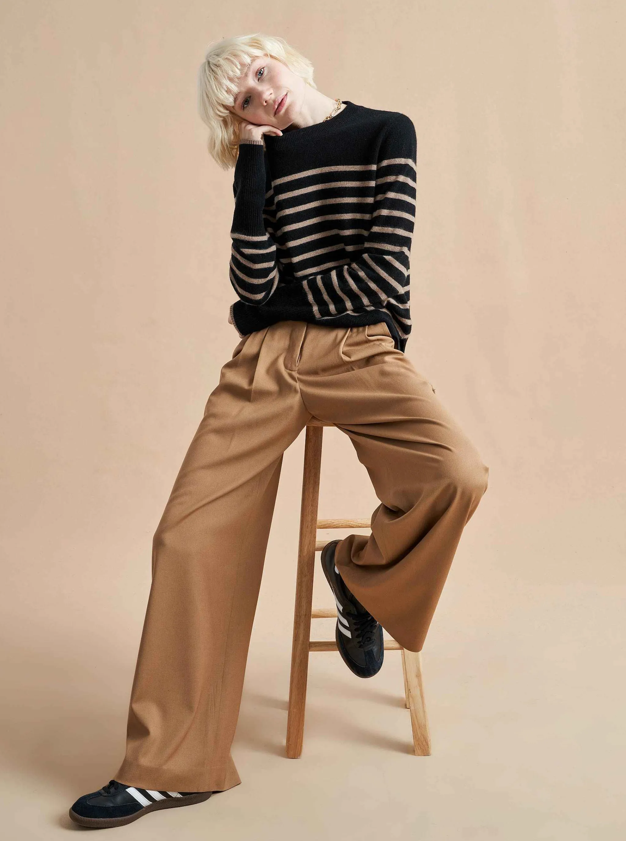 La Ligne Sweaters*Lean Lines Sweater Black/Tan