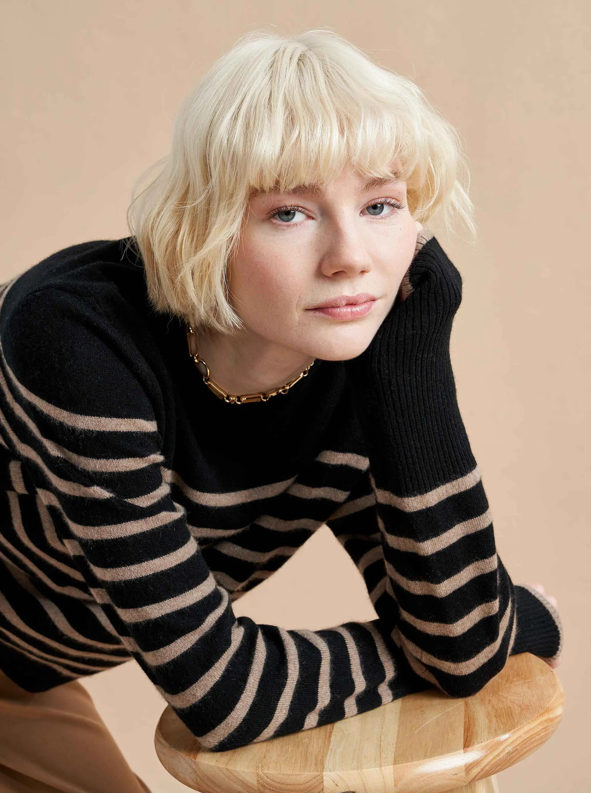 La Ligne Sweaters*Lean Lines Sweater Black/Tan