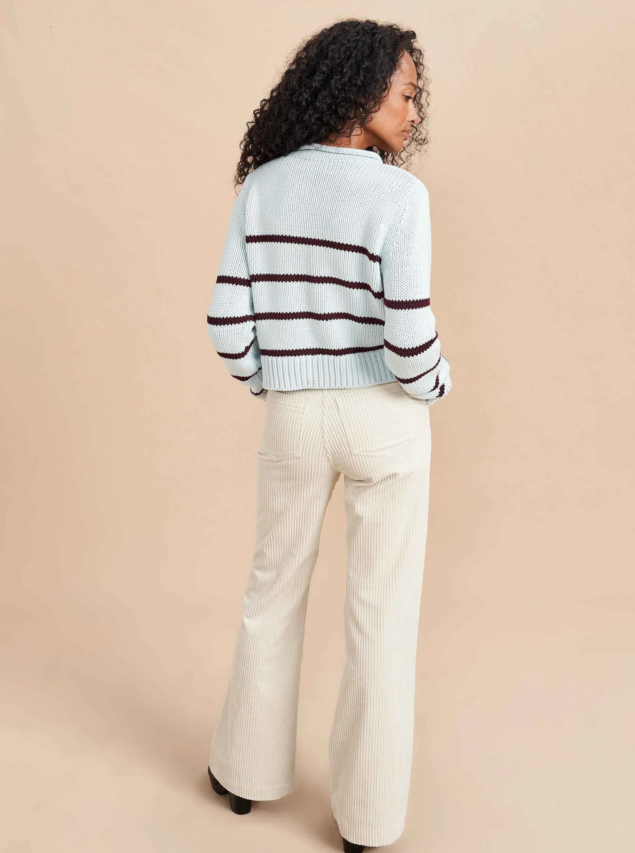 La Ligne Sweaters*Mini Marina Sweater Pale-Blue/Dark-Plum