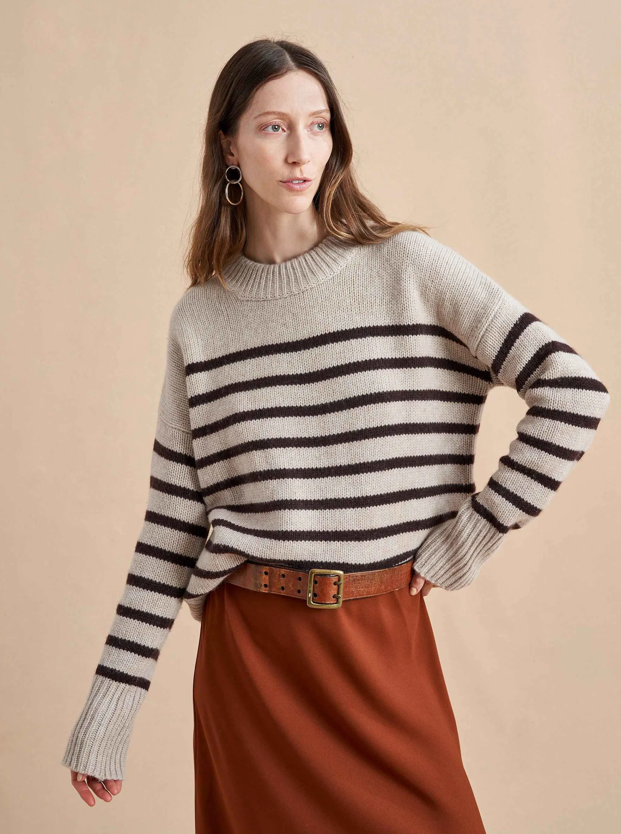 La Ligne Sweaters*Marin Sweater Tan/Chocolate