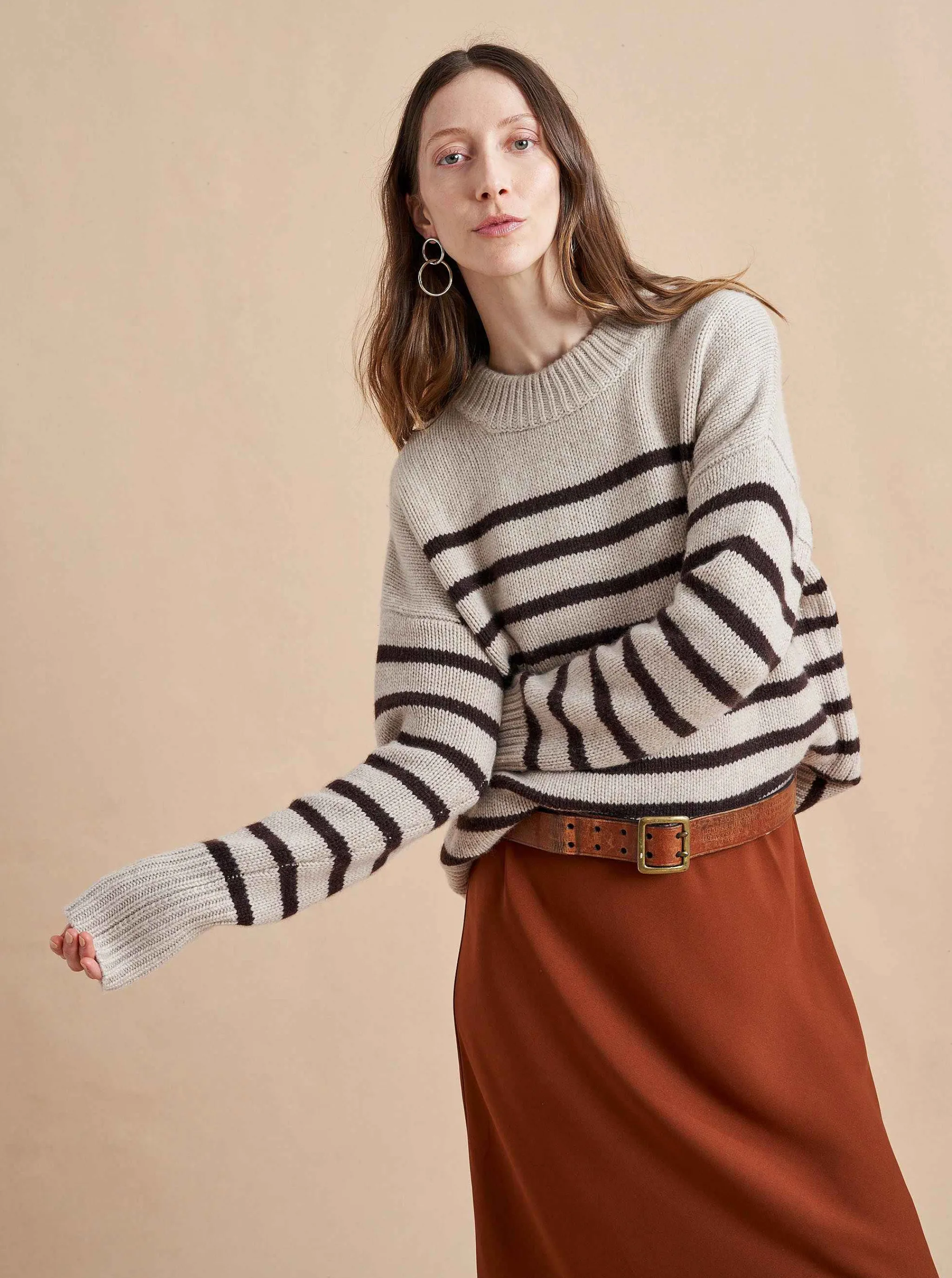 La Ligne Sweaters*Marin Sweater Tan/Chocolate