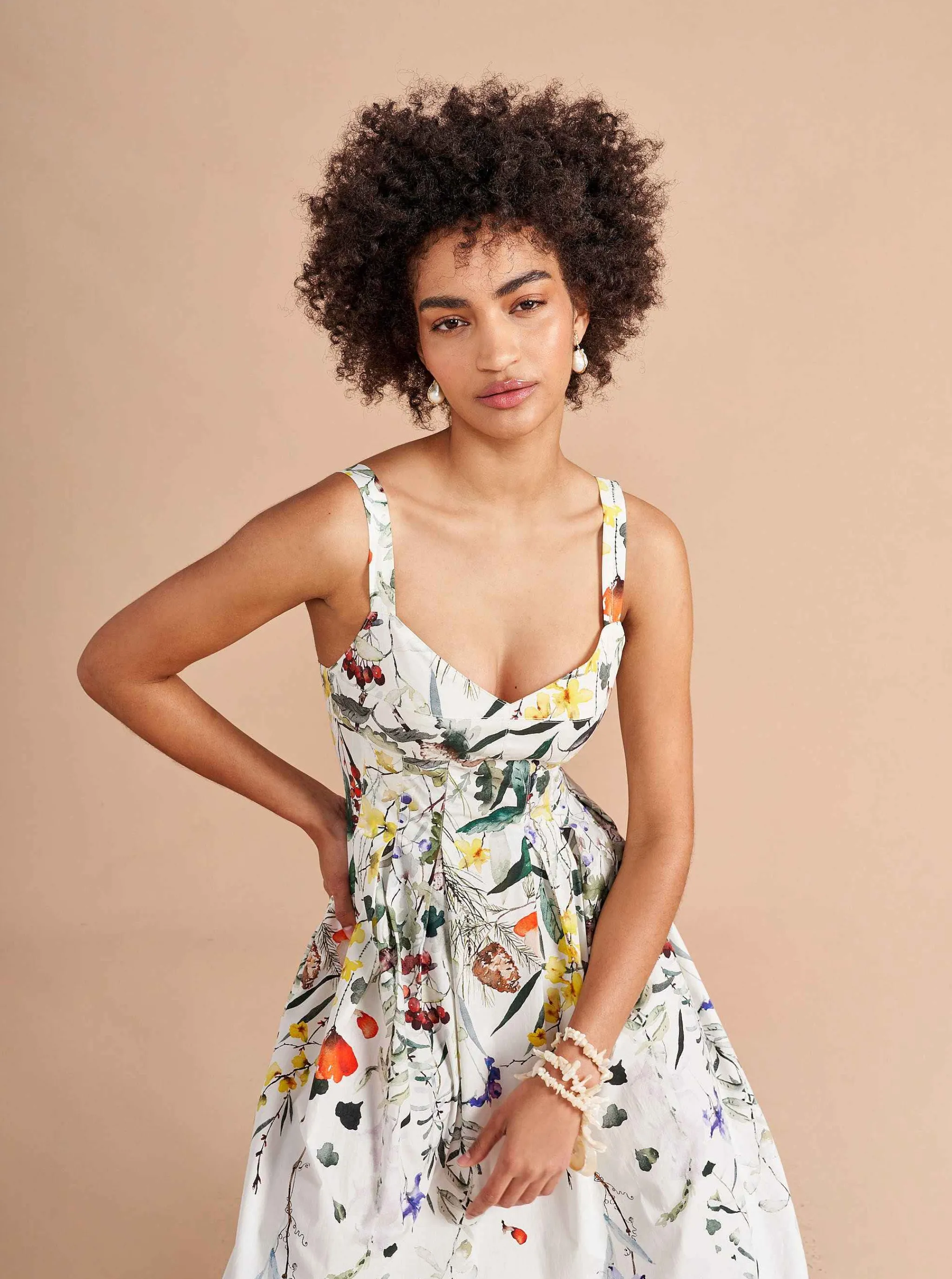 La Ligne Midi Dresses*Madeleine Dress Ivory/Floral