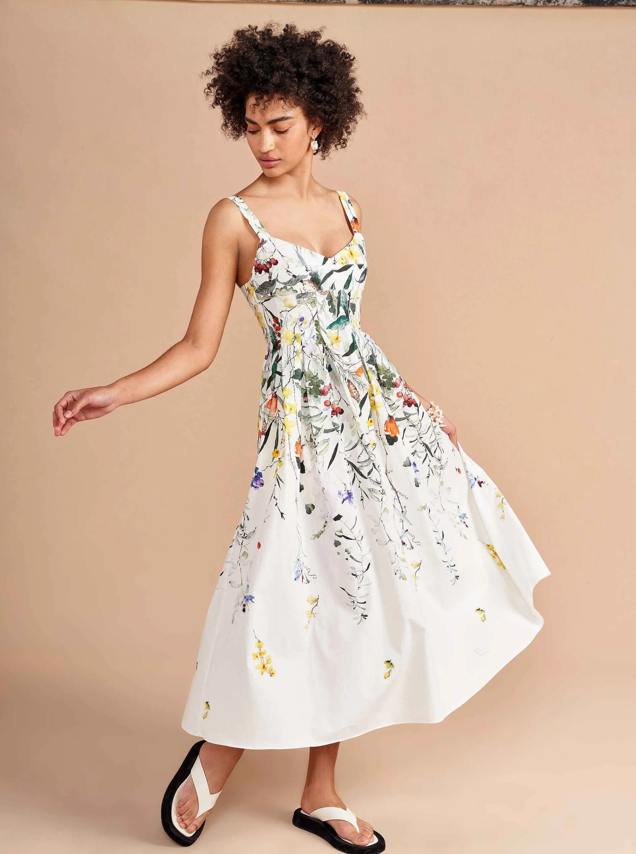La Ligne Midi Dresses*Madeleine Dress Ivory/Floral