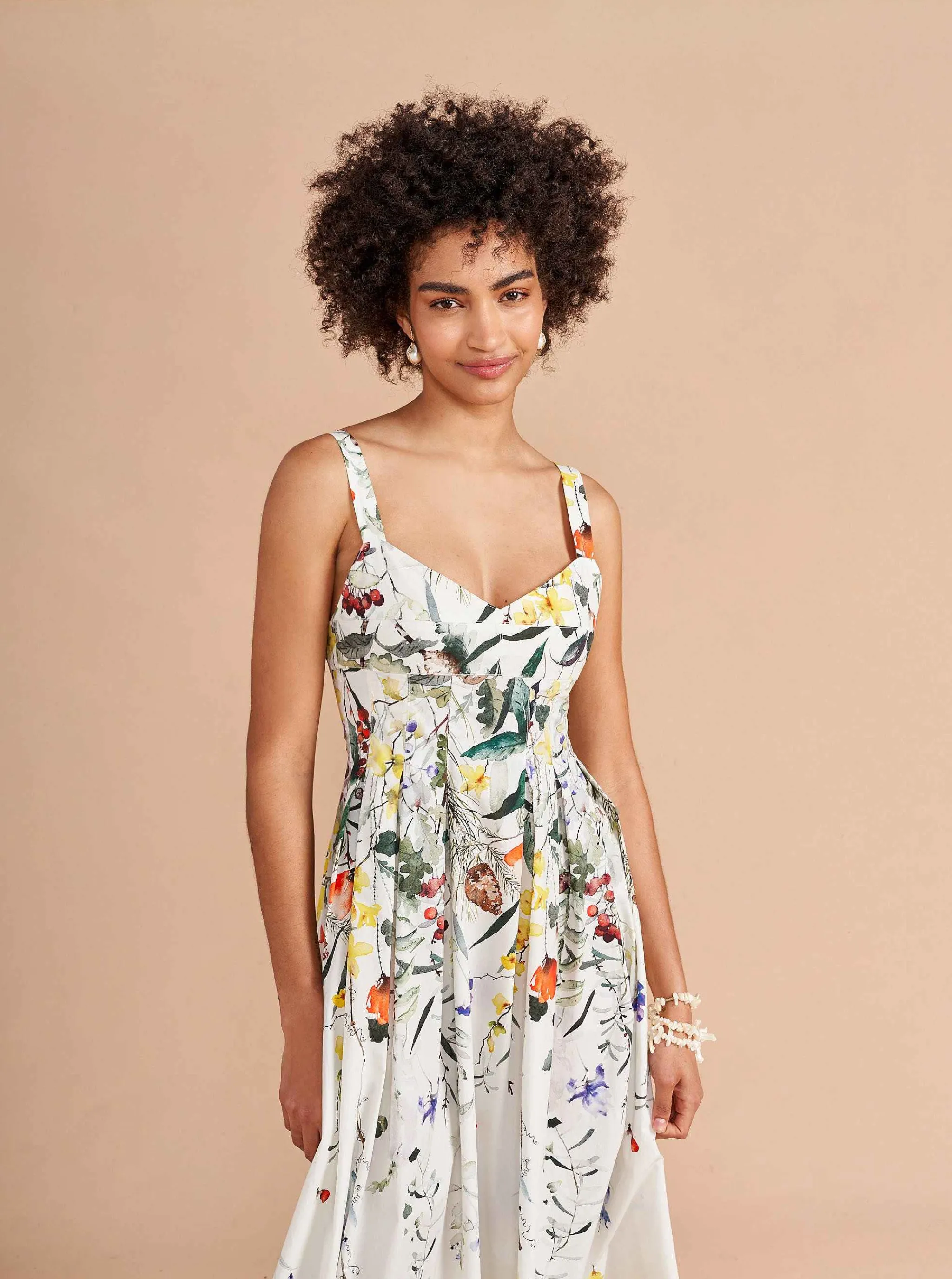 La Ligne Midi Dresses*Madeleine Dress Ivory/Floral