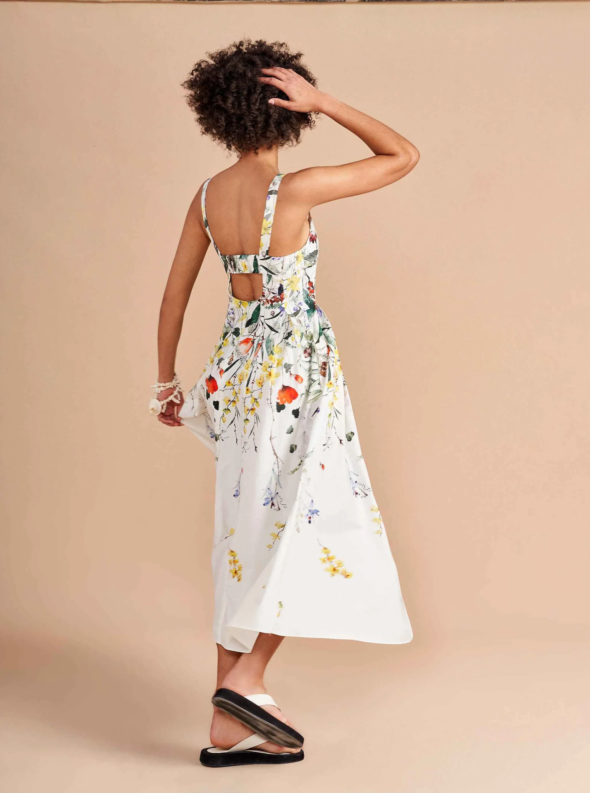 La Ligne Midi Dresses*Madeleine Dress Ivory/Floral