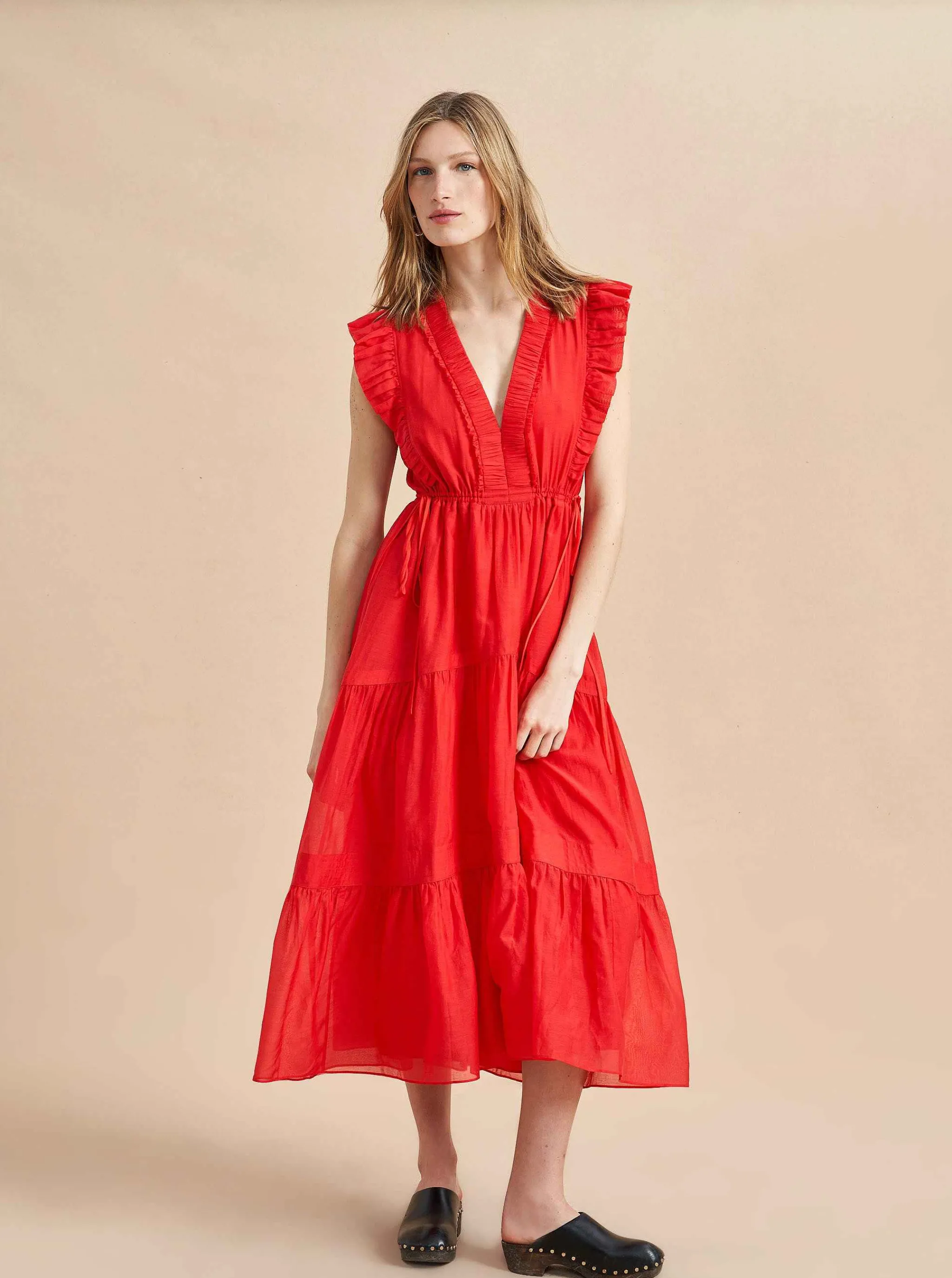 La Ligne Midi Dresses*Marta Dress Deep Coral