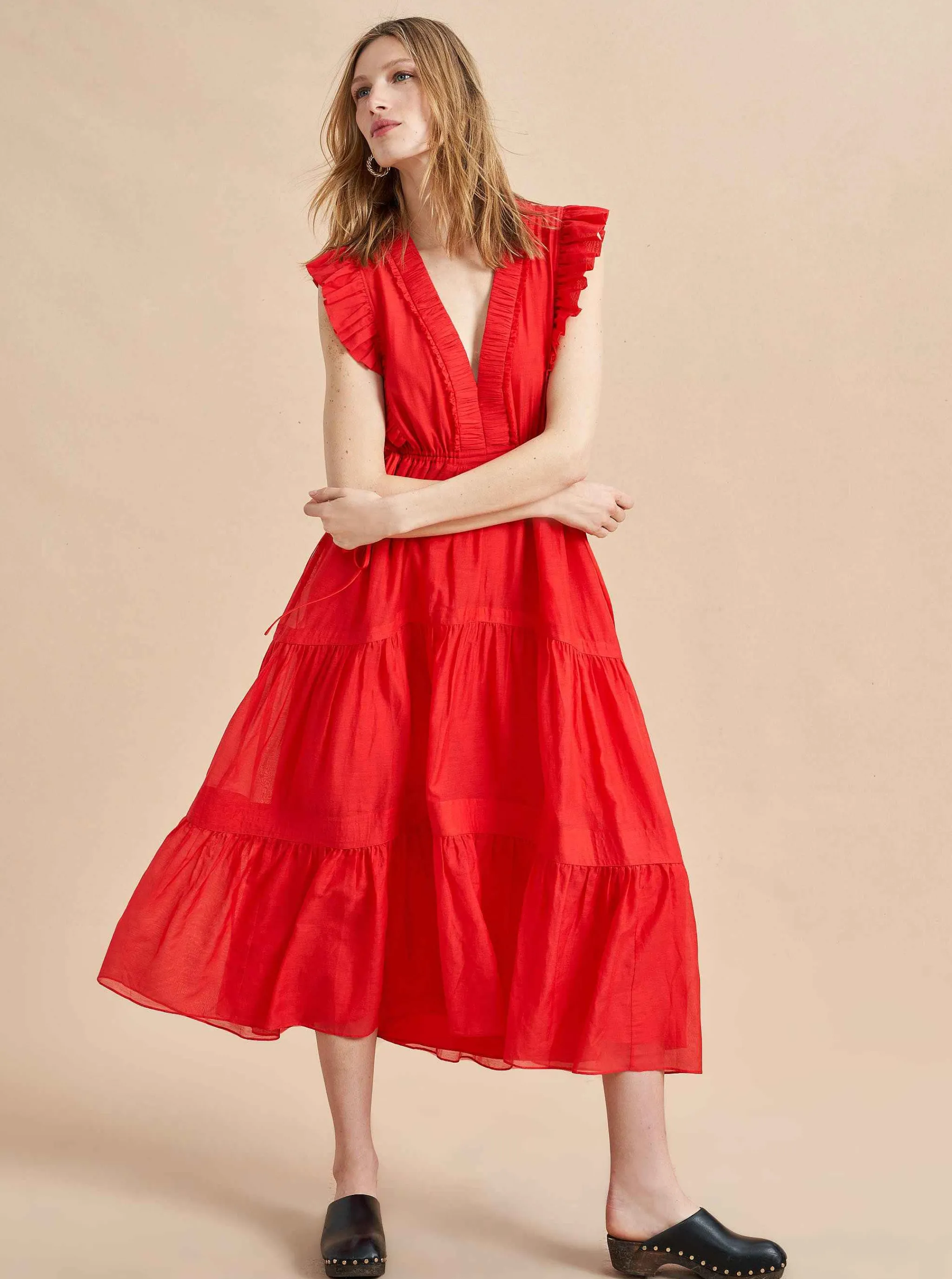 La Ligne Midi Dresses*Marta Dress Deep Coral
