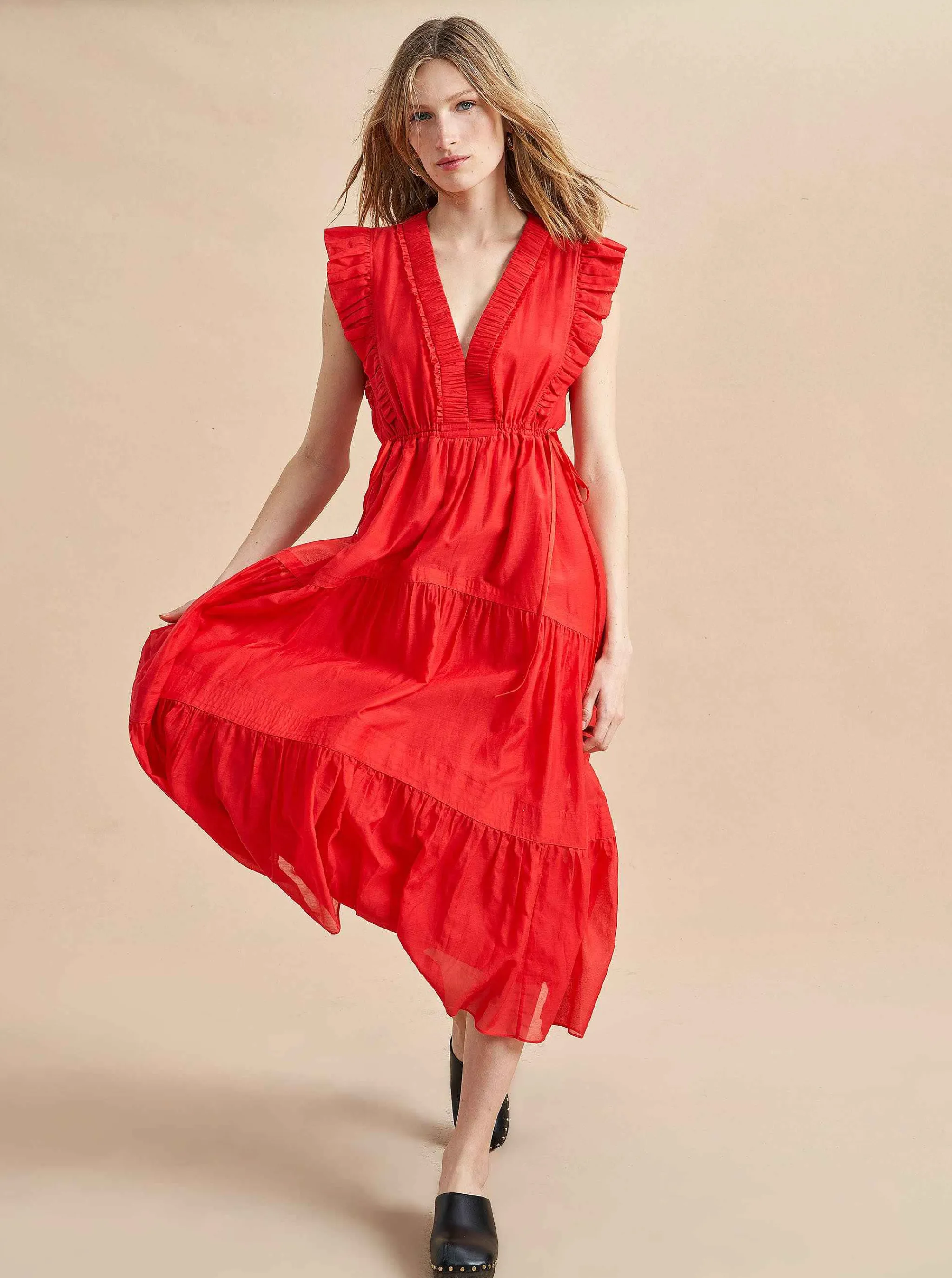 La Ligne Midi Dresses*Marta Dress Deep Coral