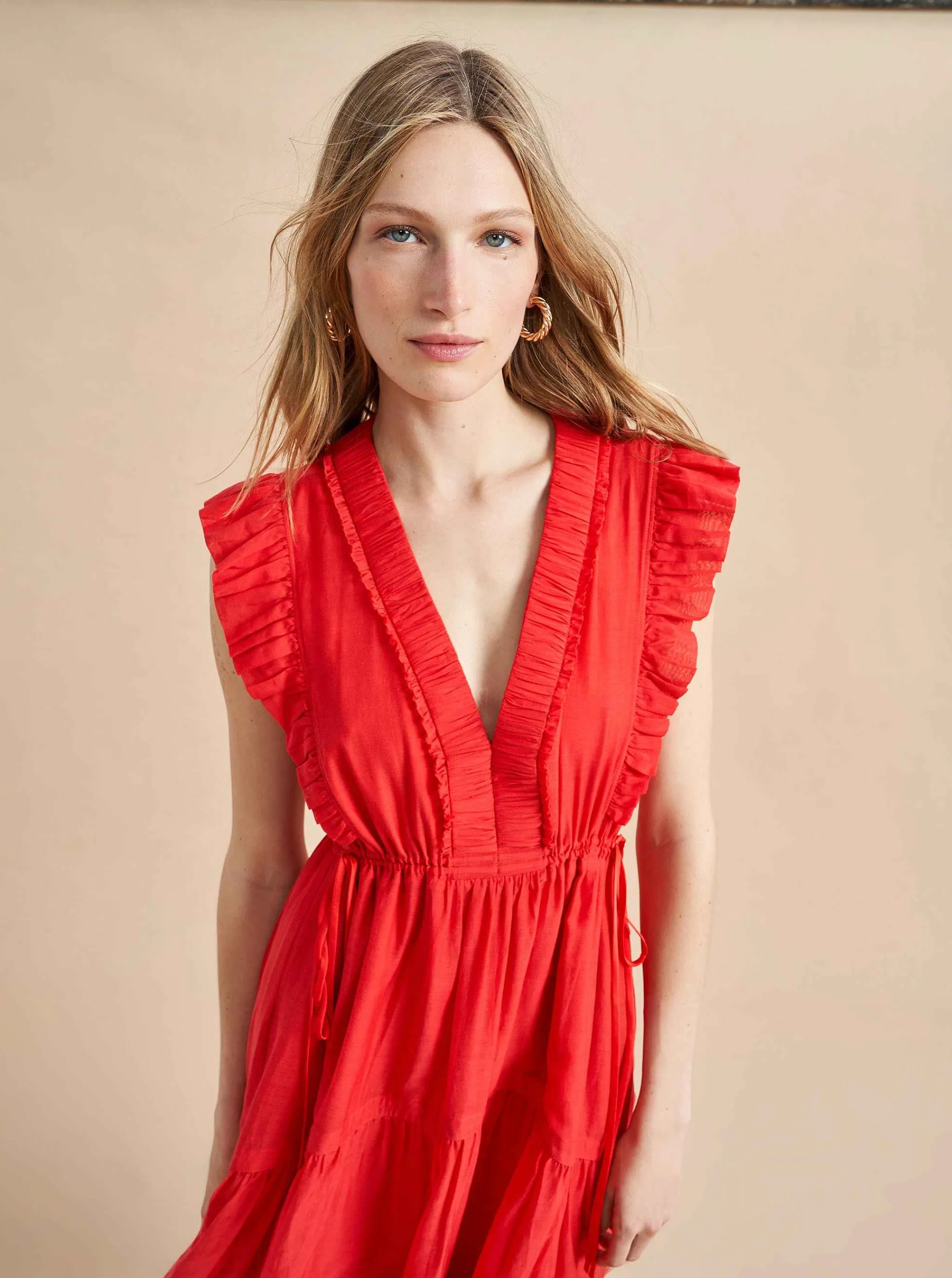 La Ligne Midi Dresses*Marta Dress Deep Coral