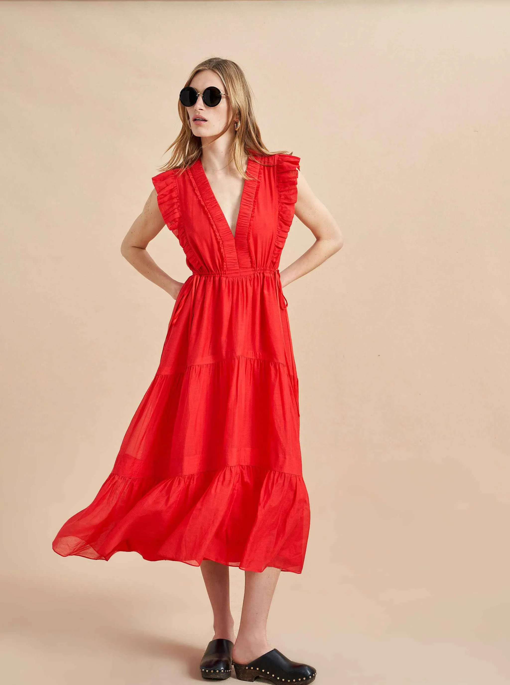 La Ligne Midi Dresses*Marta Dress Deep Coral