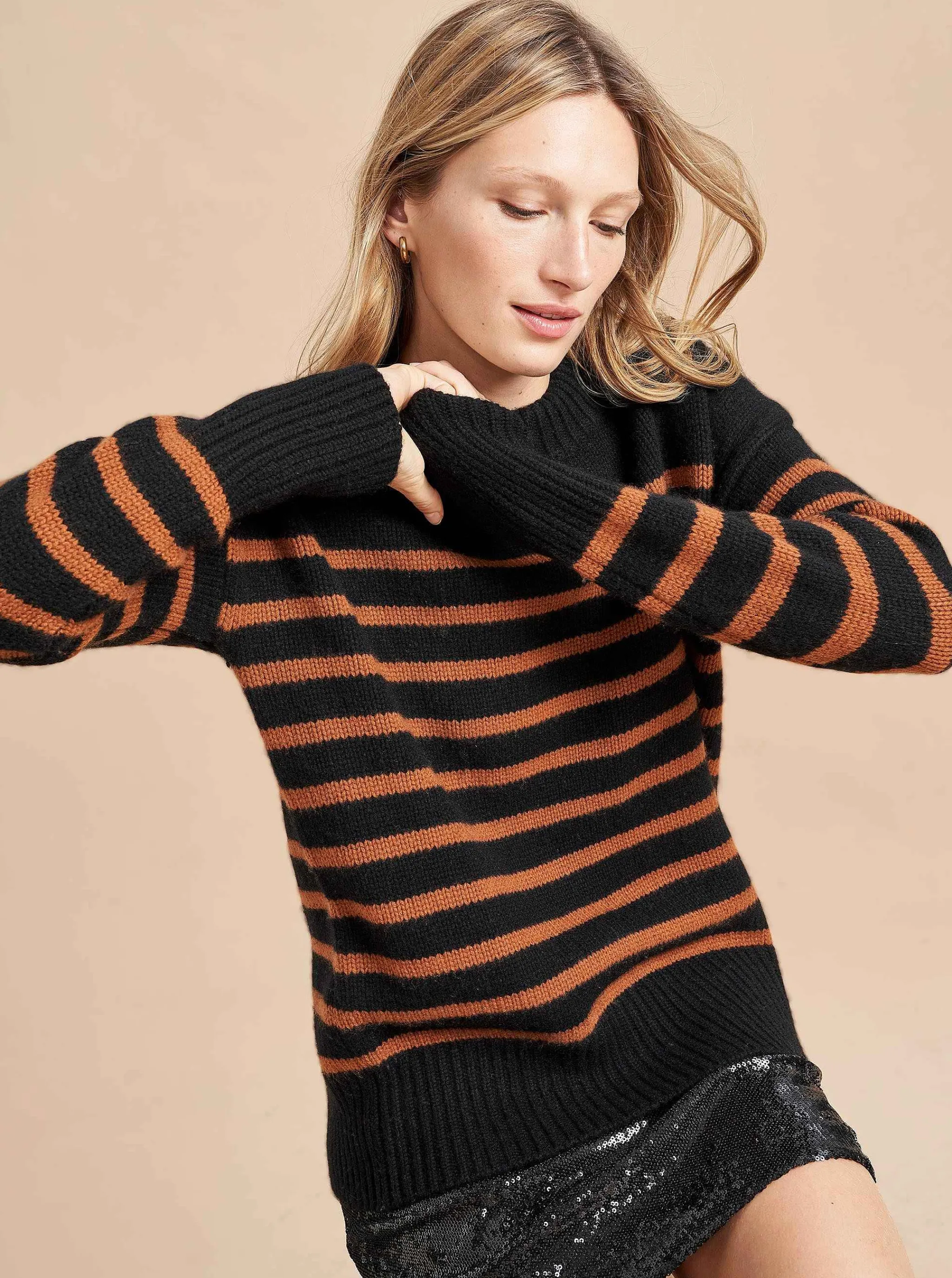 La Ligne Sweaters*Marin Sweater Black/Cognac