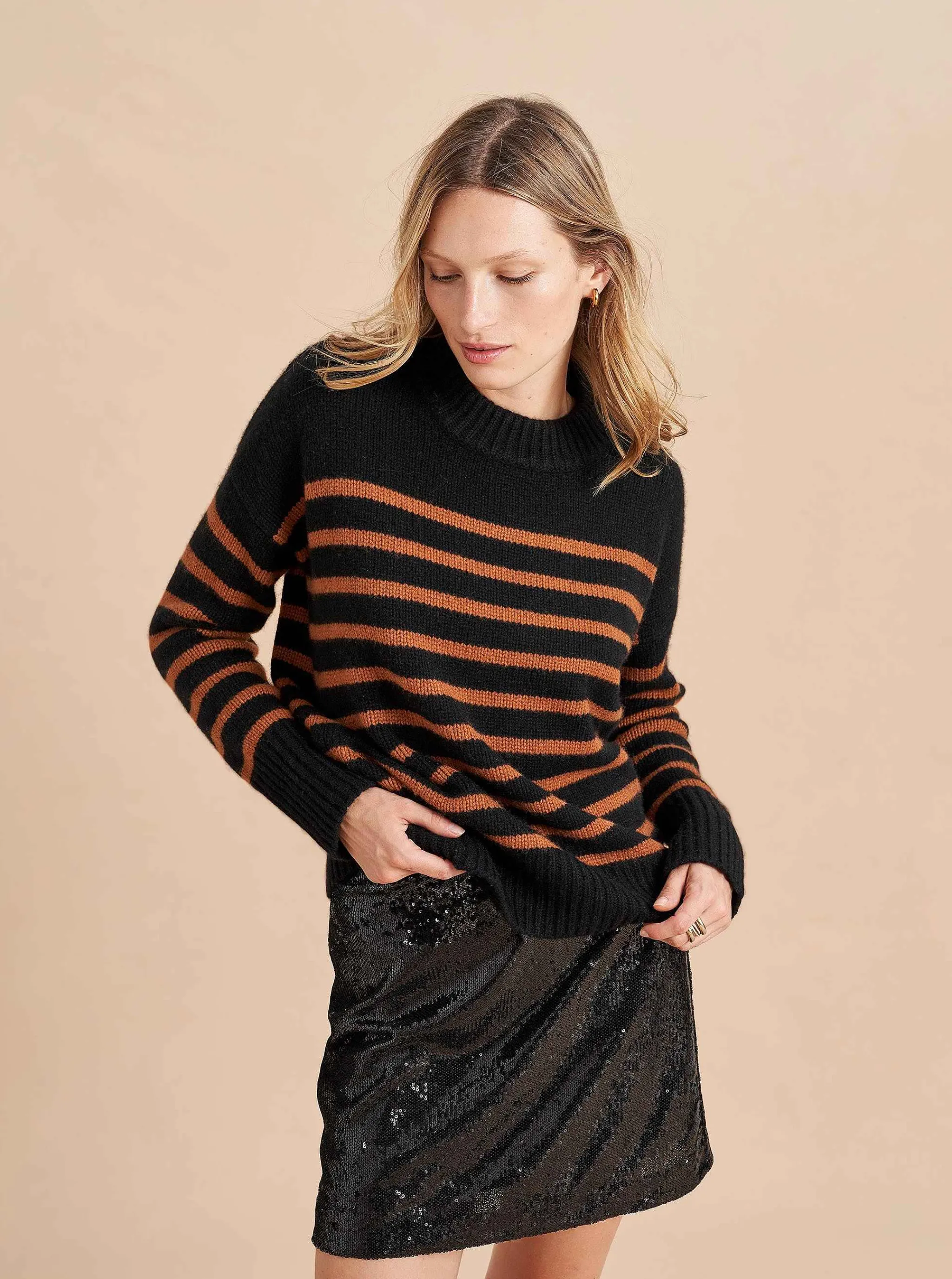 La Ligne Sweaters*Marin Sweater Black/Cognac